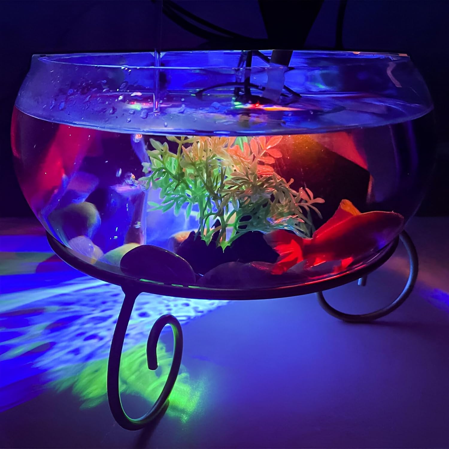 Indoor Water Fountain with Fish Tank and Crystals