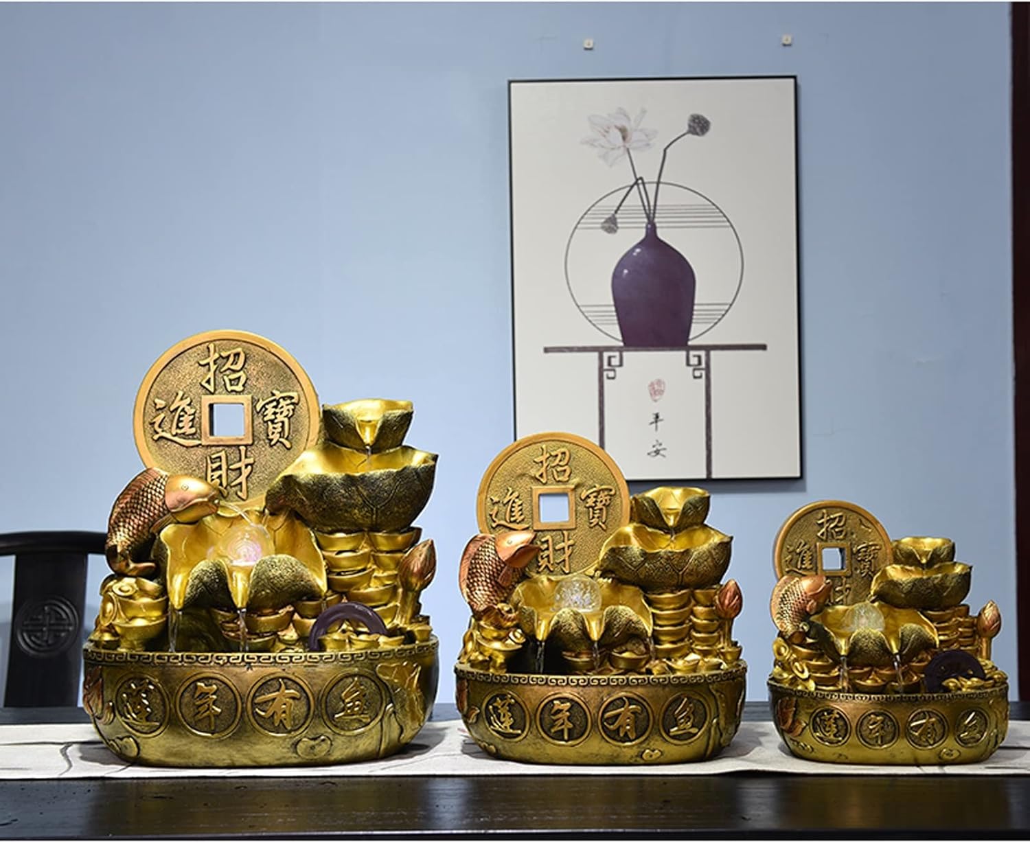 Gold Indoor Fountain for Home and Office Decor