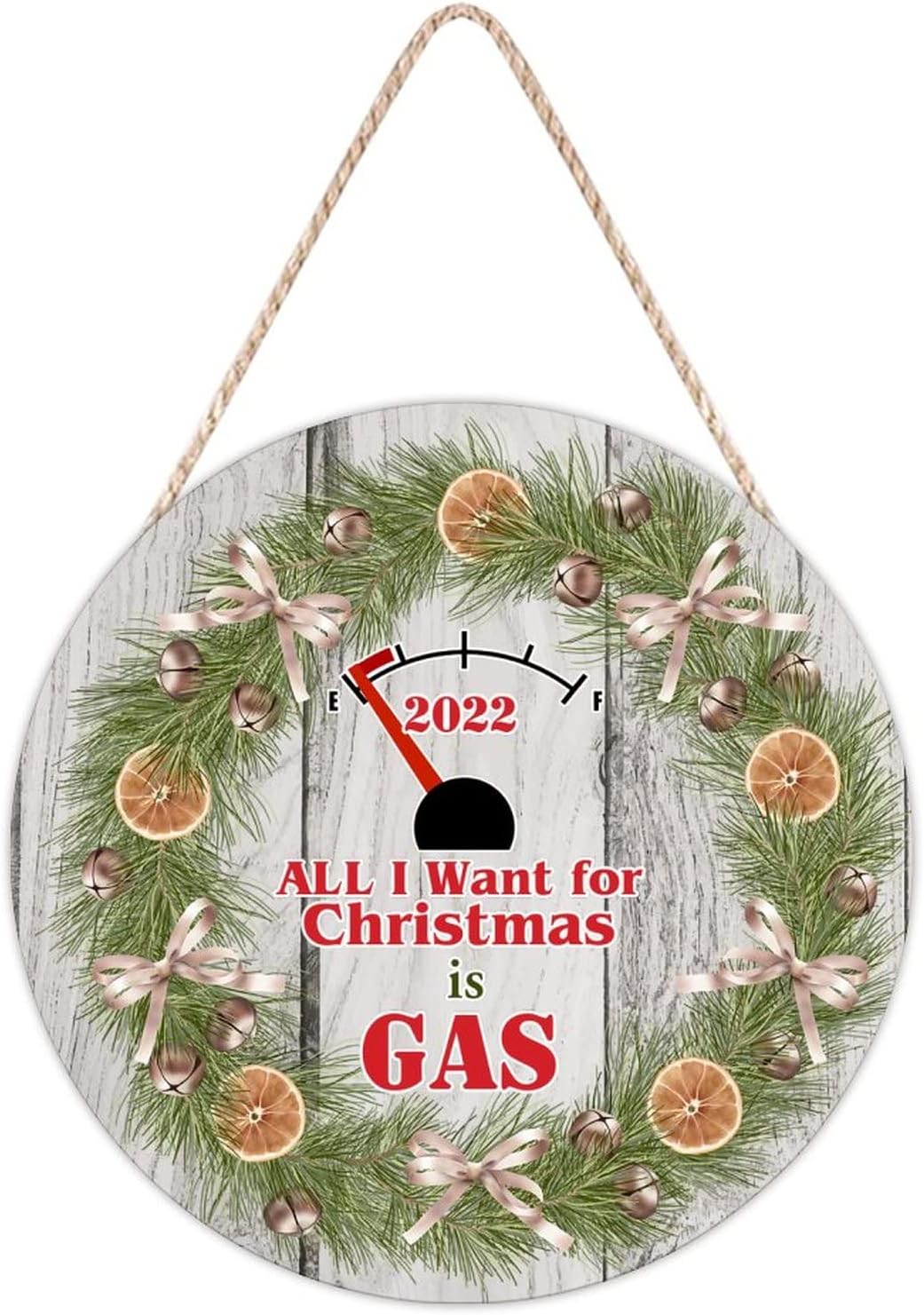 Farmhouse Door Hanger Funny Christmas Wreath 10x10 Wood Sign