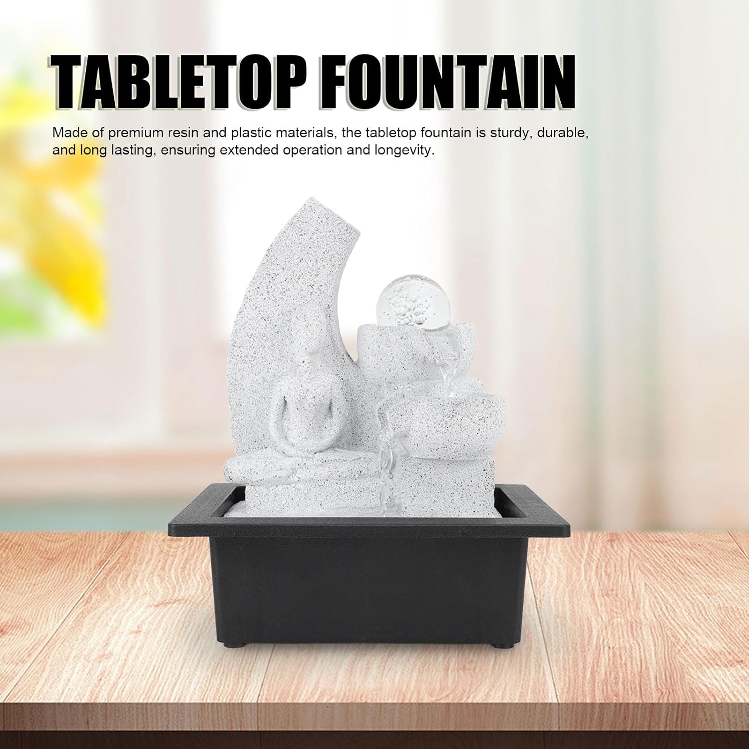 Tabletop Fountain with LED Lights and USB Power