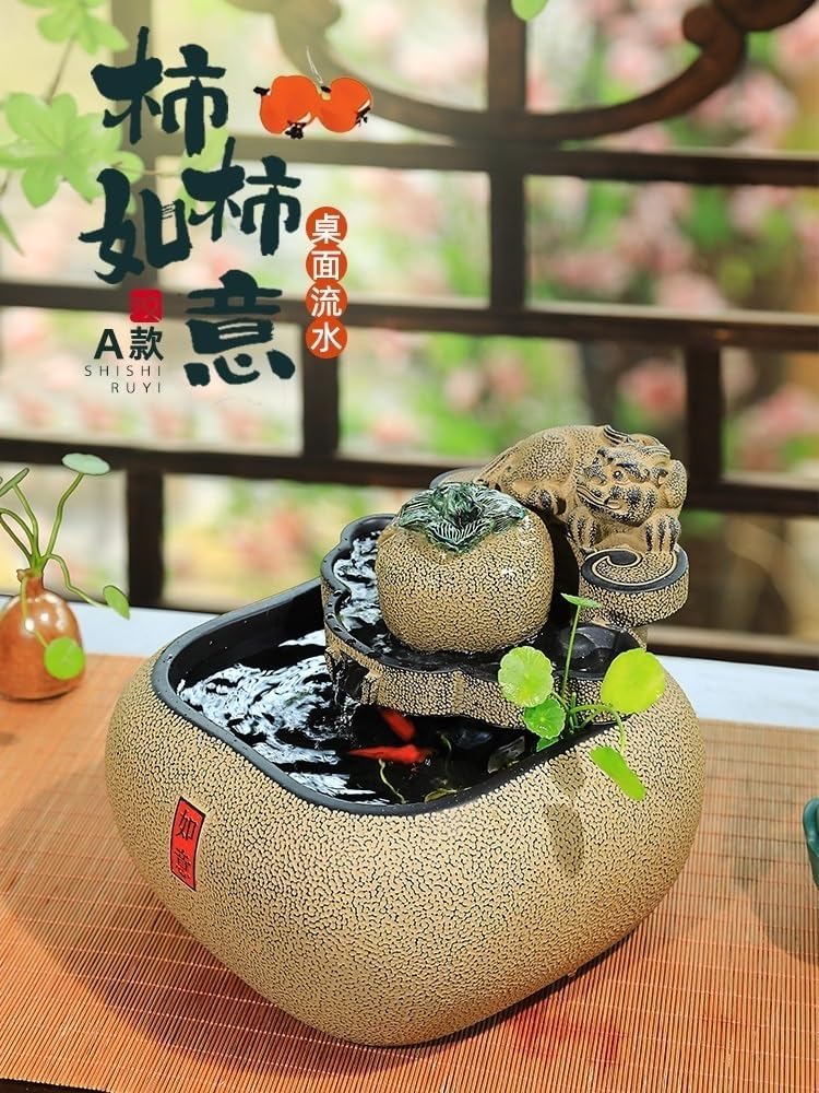 Chinese Style Tabletop Fountain with Circulating Water for Decor