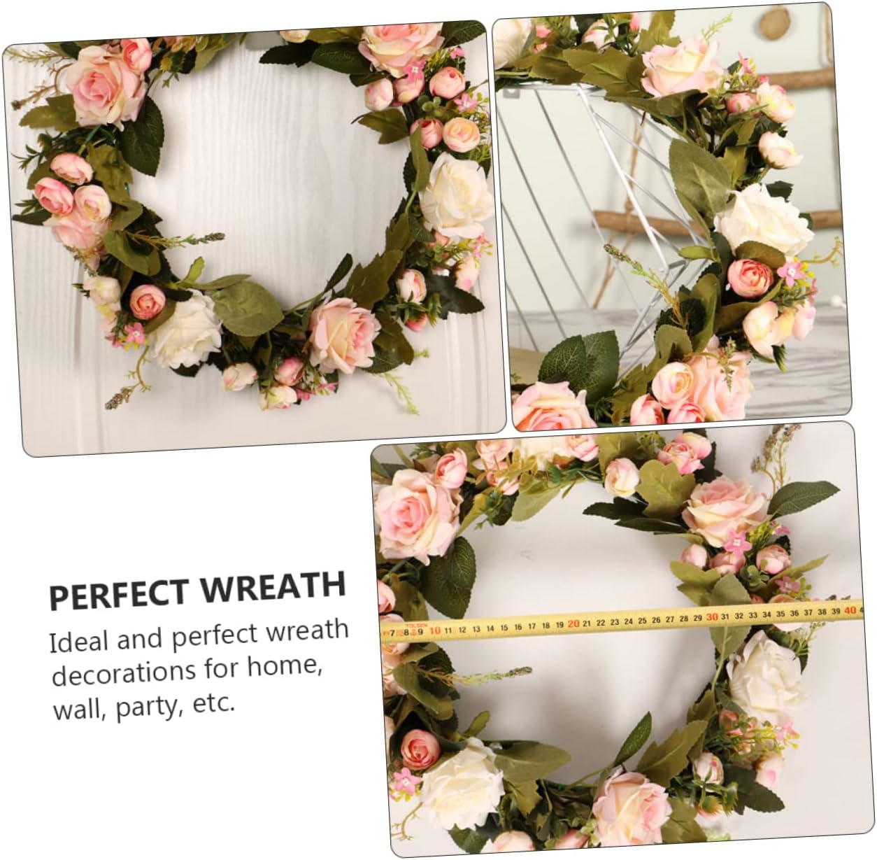 PRETYZOOM Artificial Rose Wreath Door Decor