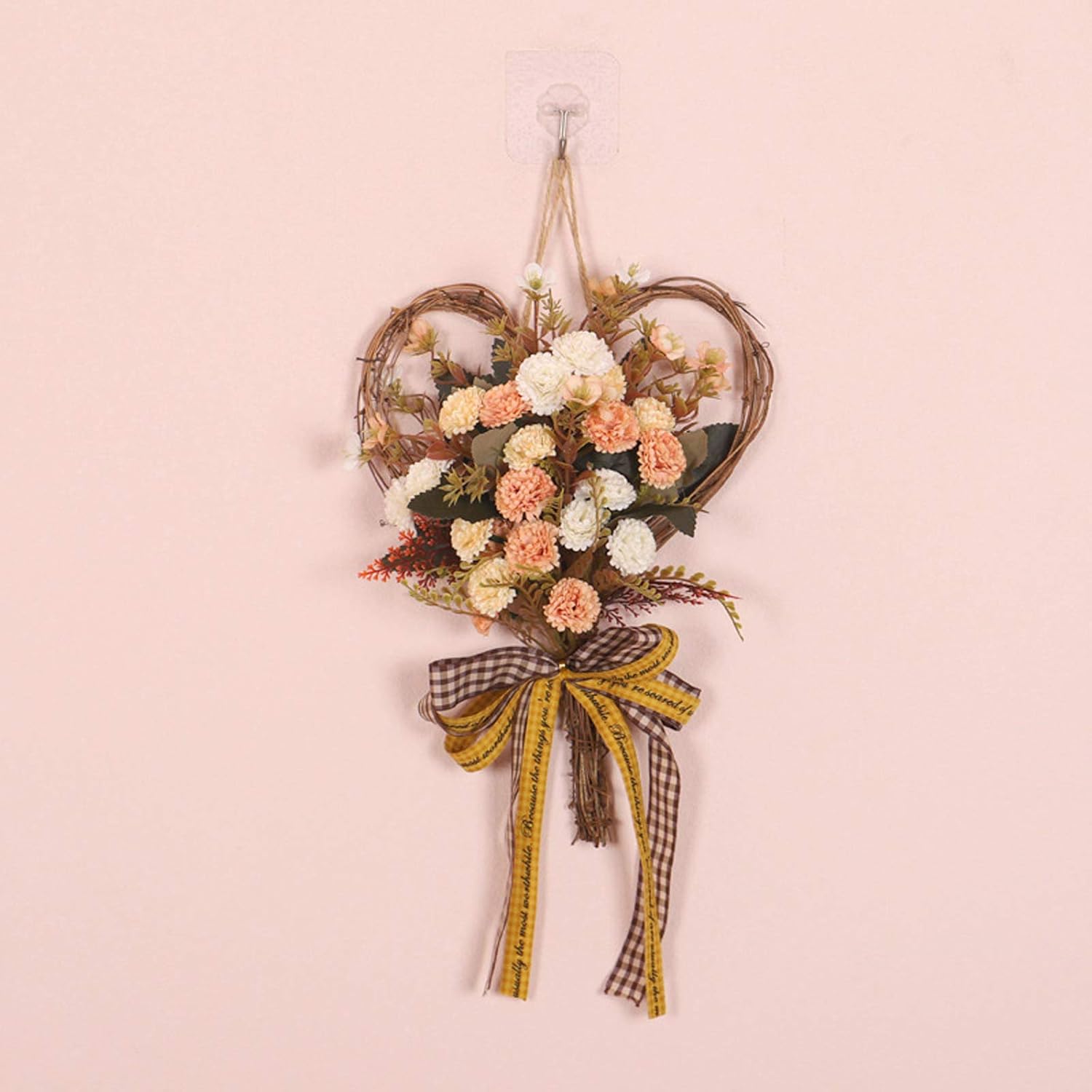 Artificial Carnations Wreath 14 Inch Front Door Decor