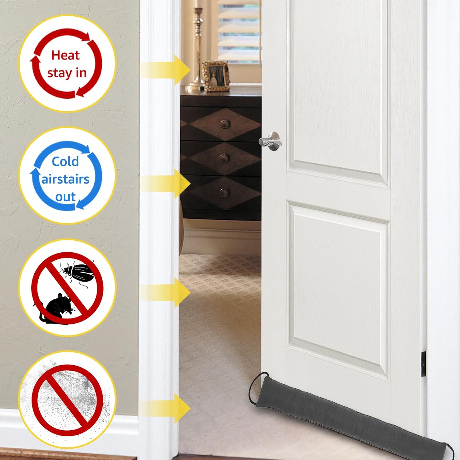 FALESOUL Door Draft Stopper 36 x 4 Heavy Duty Noise Blocker