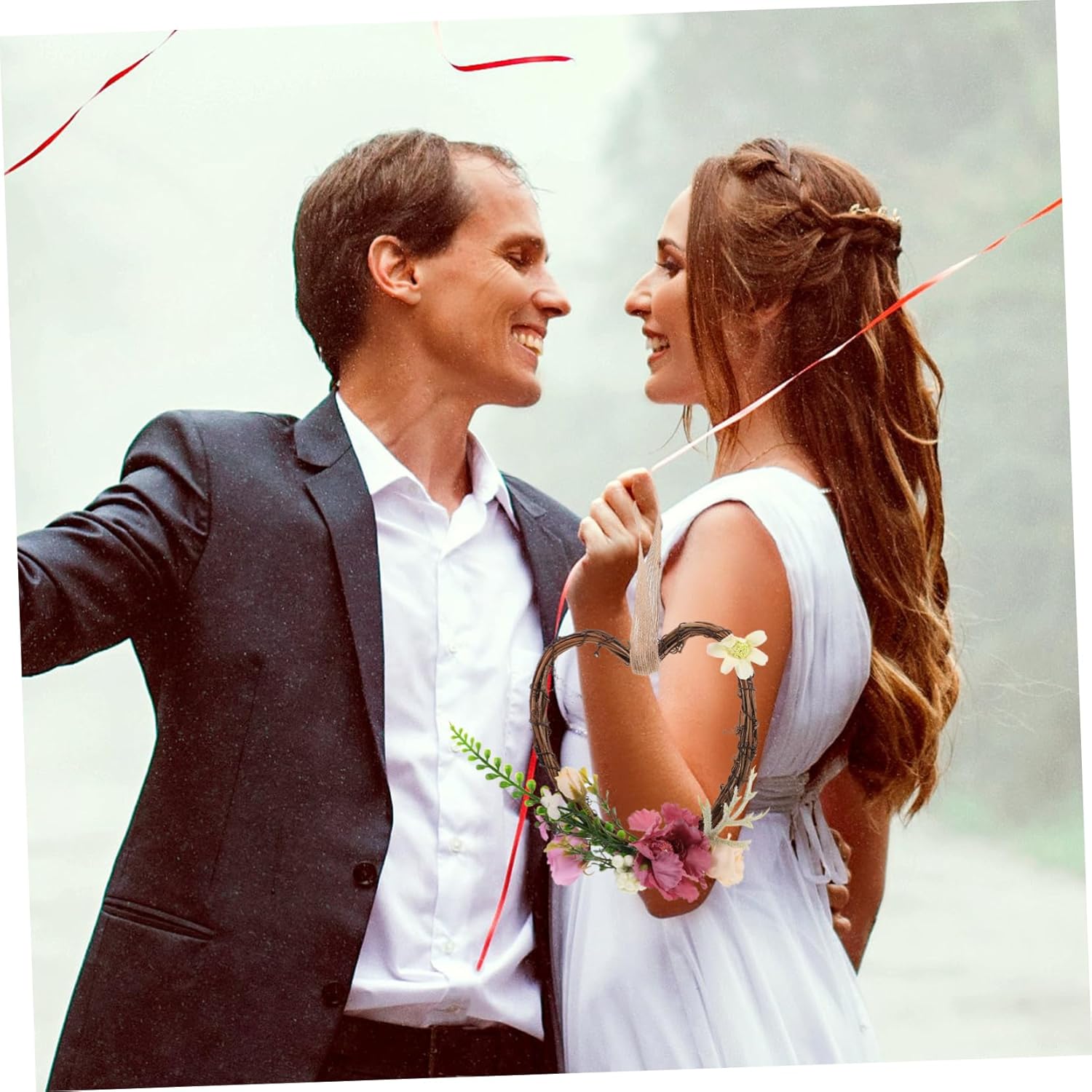 Ciieeo Heart Shaped Wreath Wedding Decor
