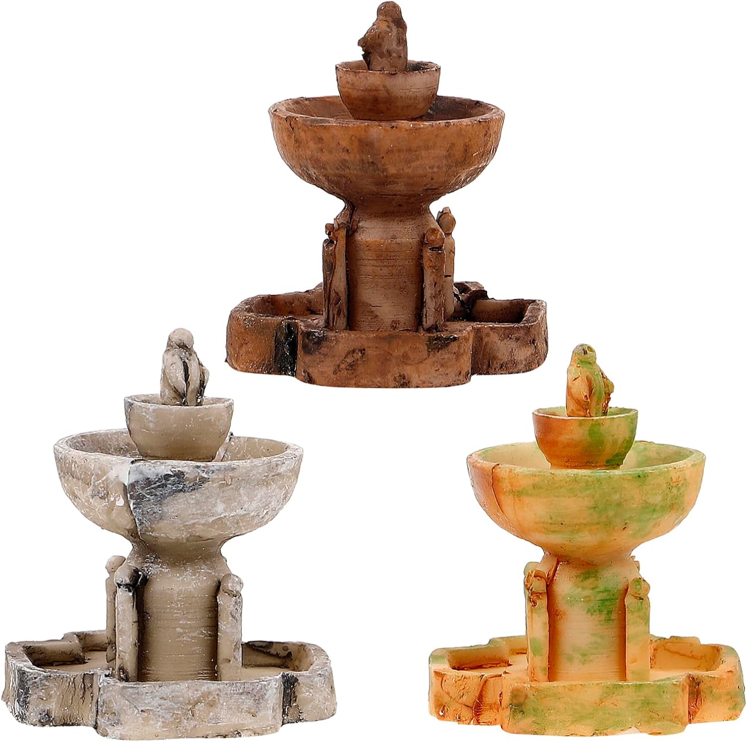 Hemoton 3Pcs Miniature Resin Tabletop Fountain Decoration