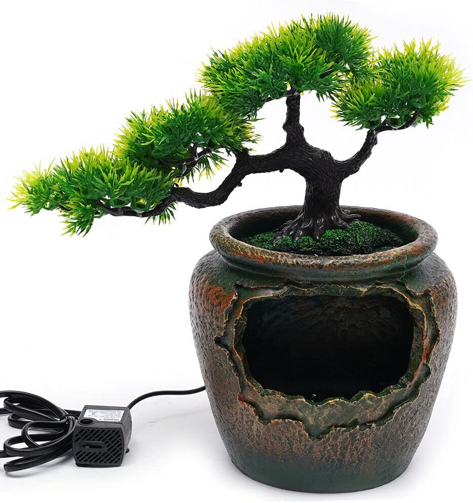Goudergo Tabletop Waterfall Fountain with LED Lights