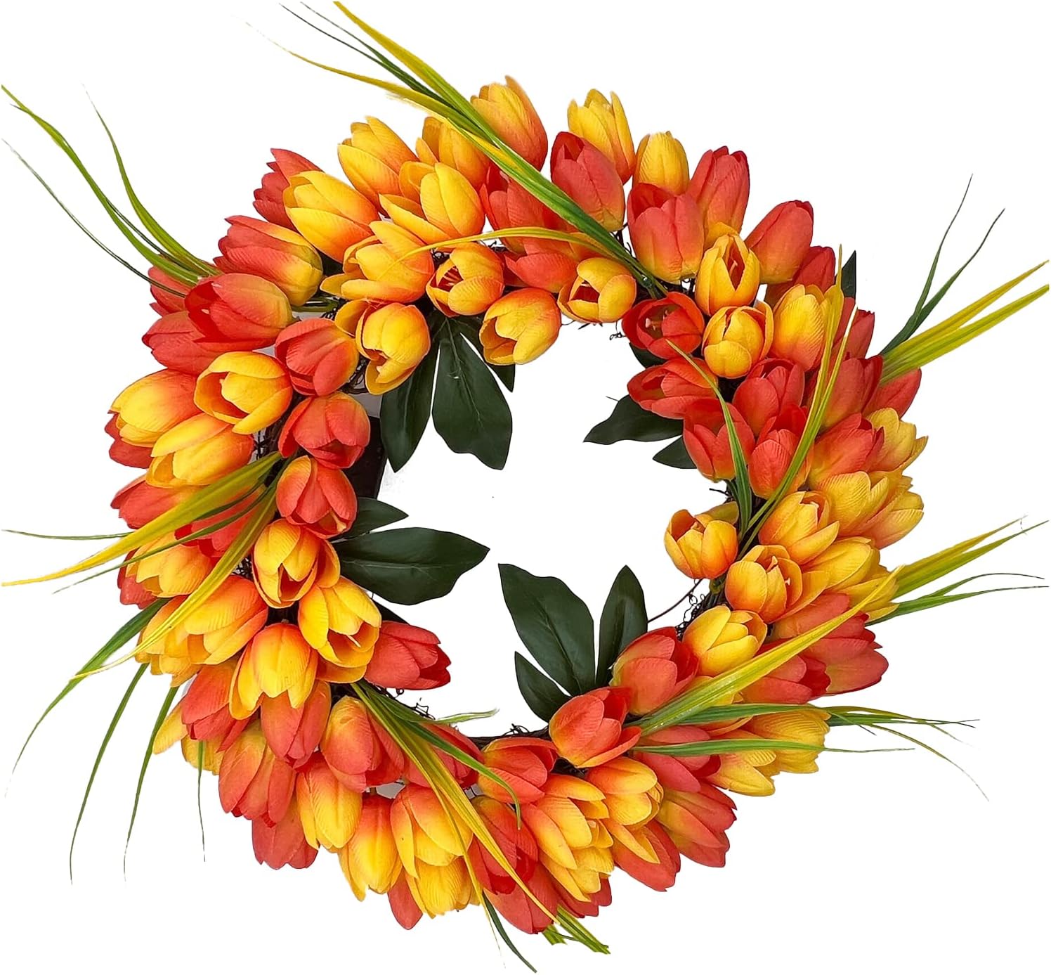 Artificial Tulips Wreath Front Door 15 Inch Home Decor