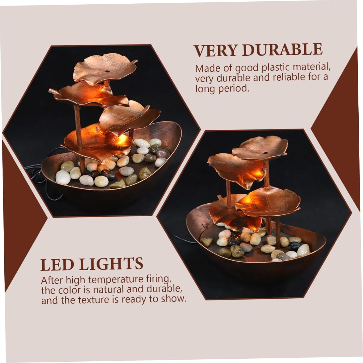 Creative Lotus Leaf Ingot Indoor Water Fountain LED Night Light