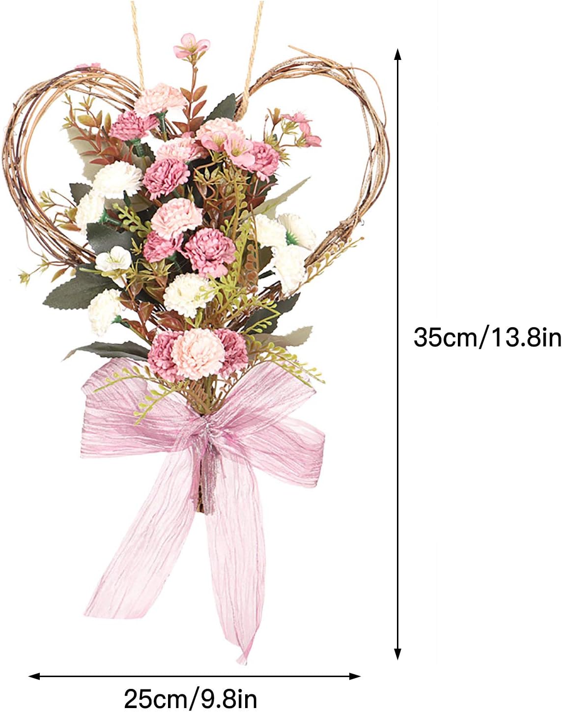 Artificial Carnations Wreath 14 Inch Front Door Decor