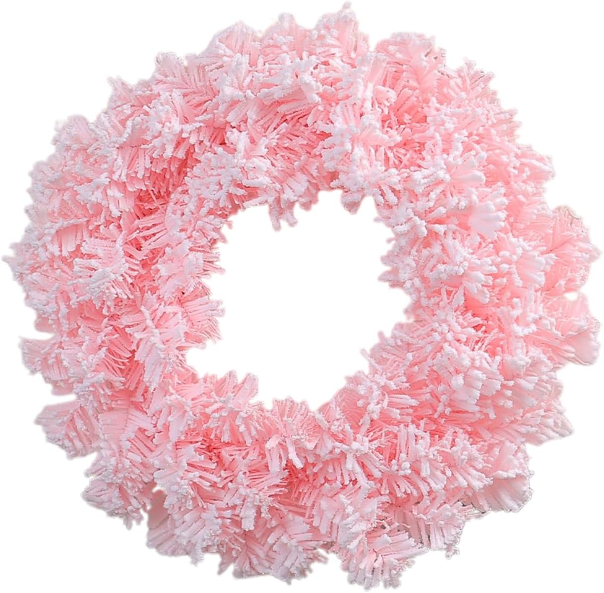 Light Pink Flocked Artificial Christmas Wreath