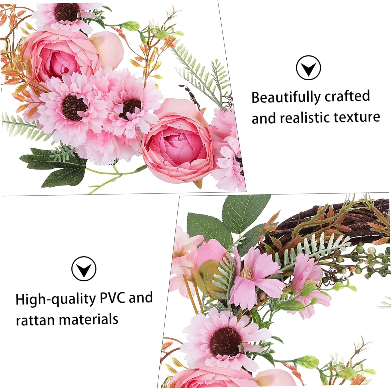 Luxshiny Elegant Simulated Peony Wreath Door Decor Random Color