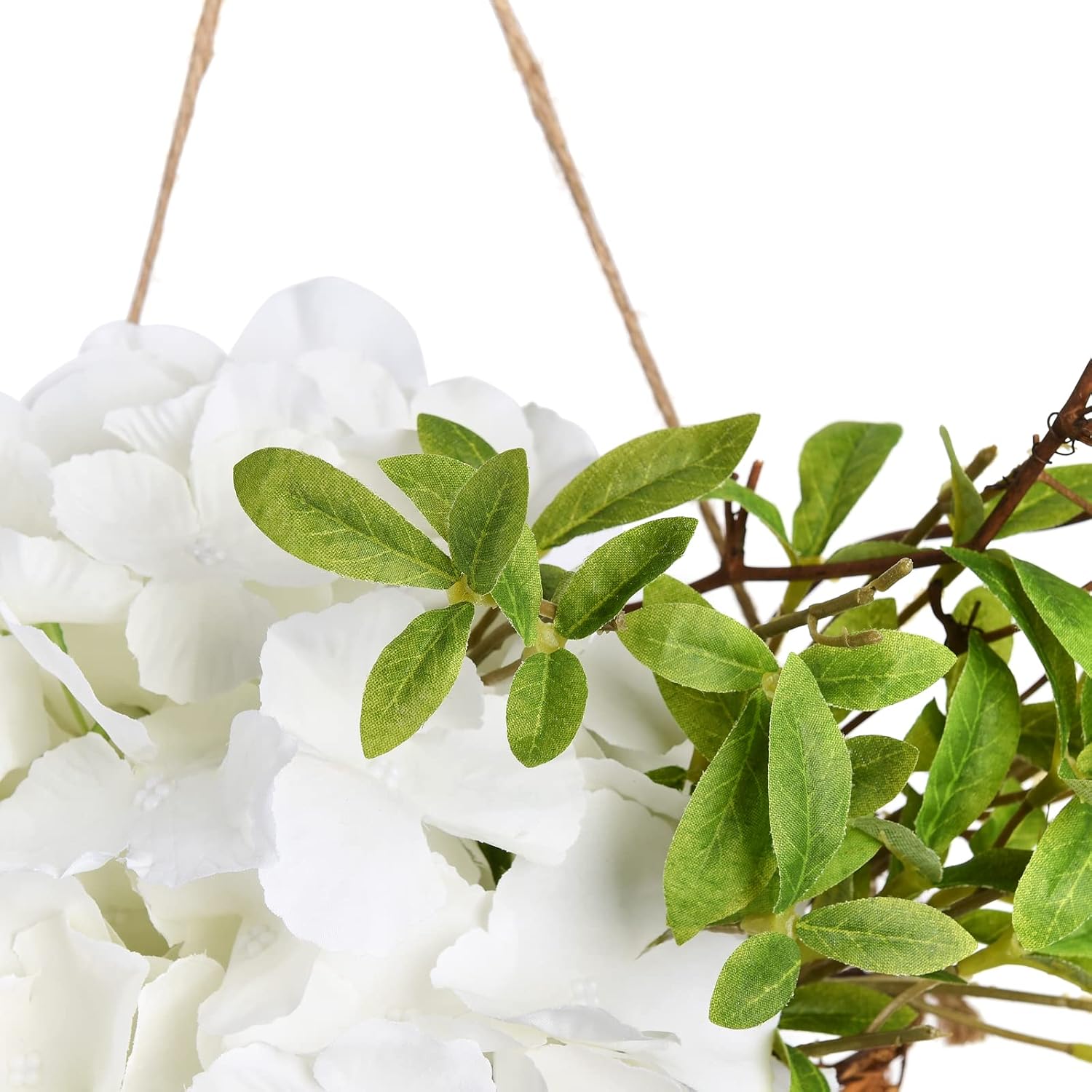 Cream Hydrangea Door Wreath Basket Decor