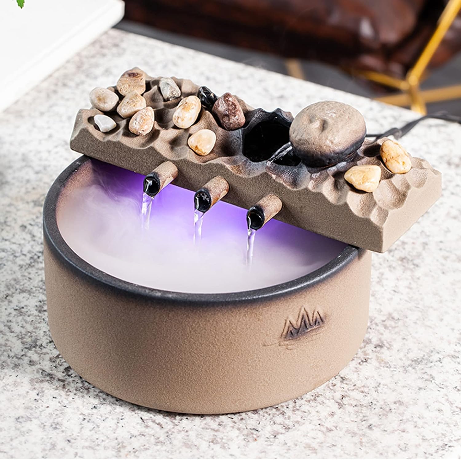 Tabletop Fountain with Ceramic Design and Water Mist