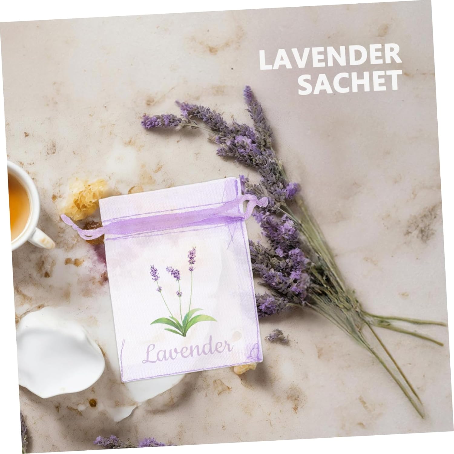 VICASKY 20Pcs Lavender Sachet Bags Breathable Mesh Drawstring Pouches for Organizing Herbs Clothes and Household Items