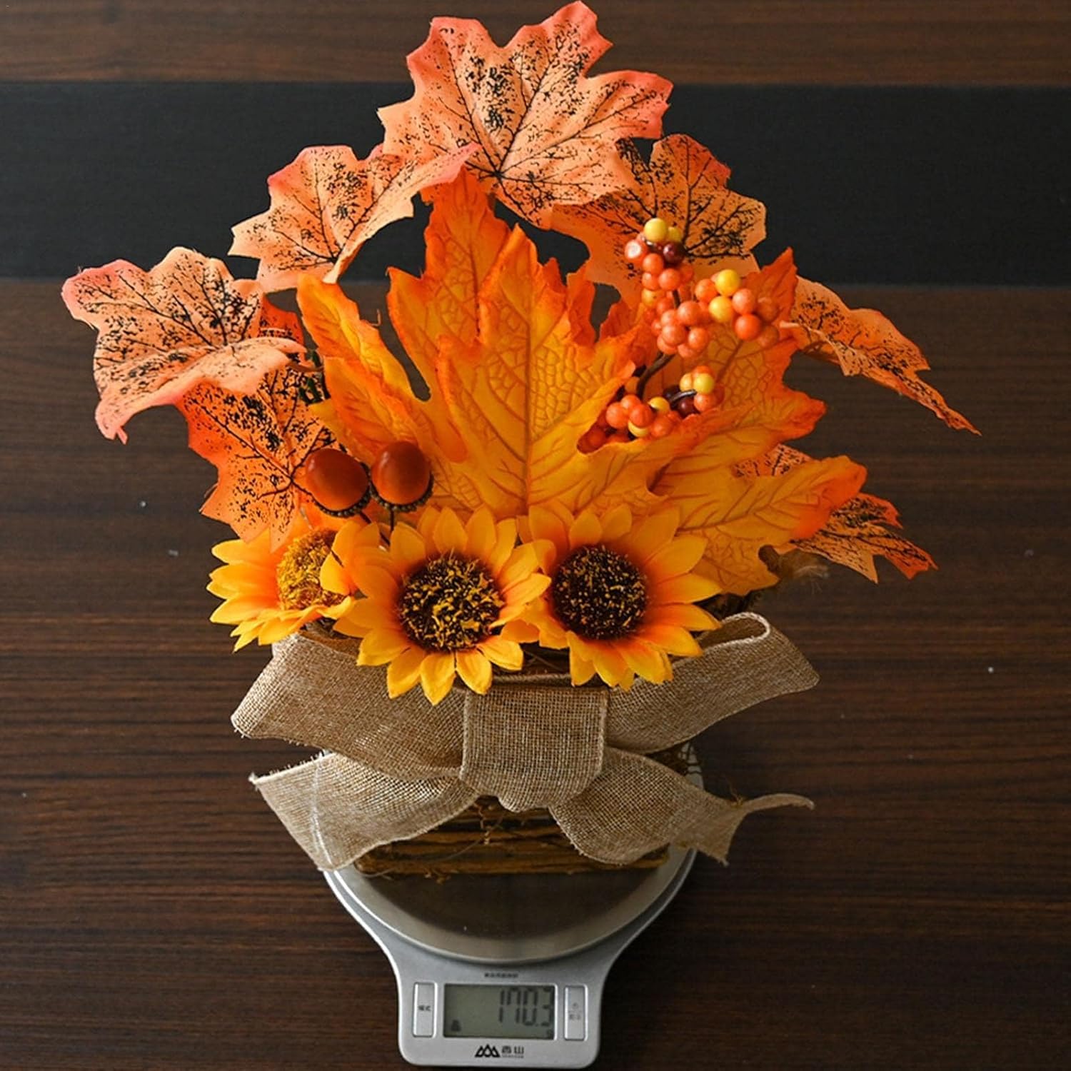 Faux Floral Wreath Basket for Front Door