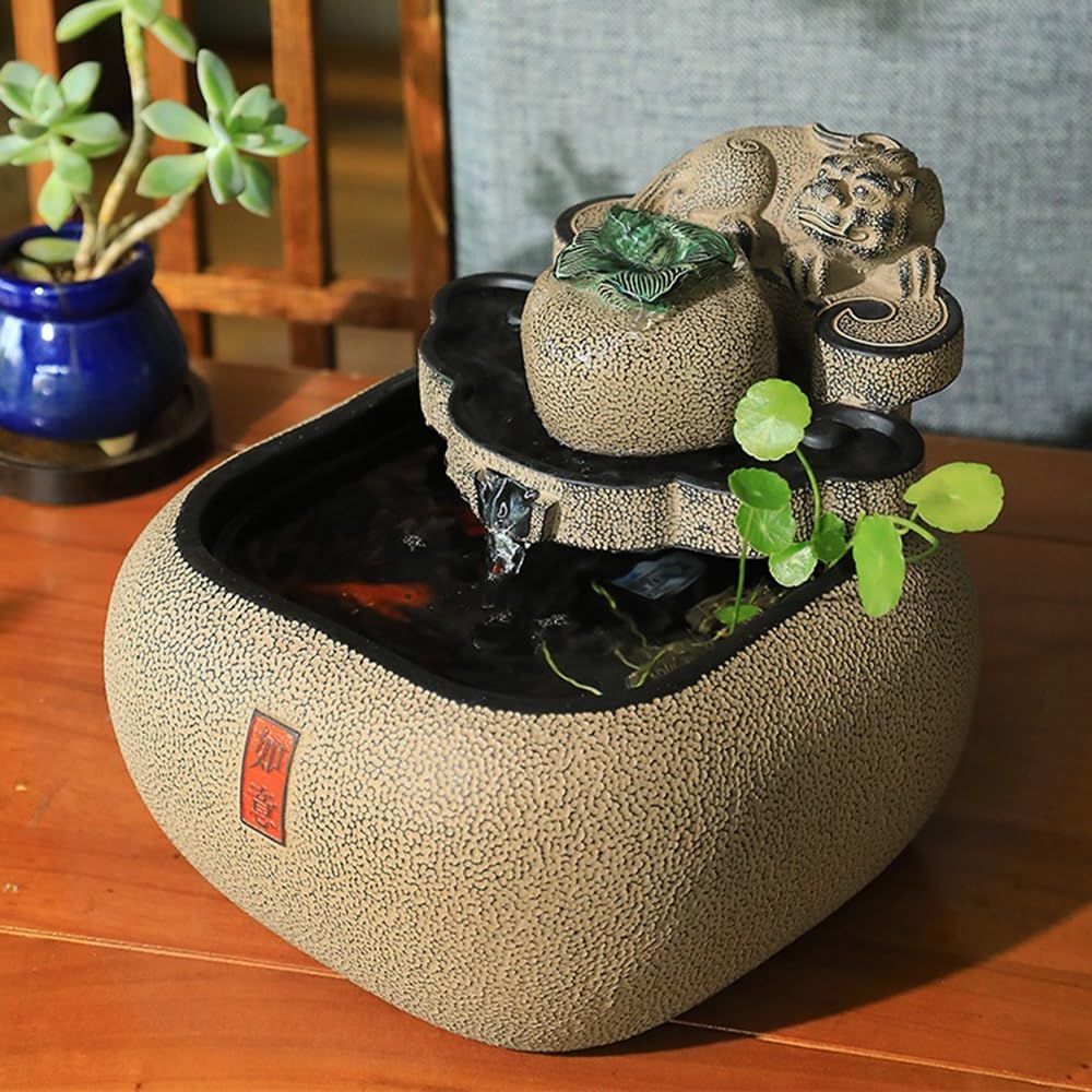 Chinese Style Tabletop Fountain with Circulating Water for Decor
