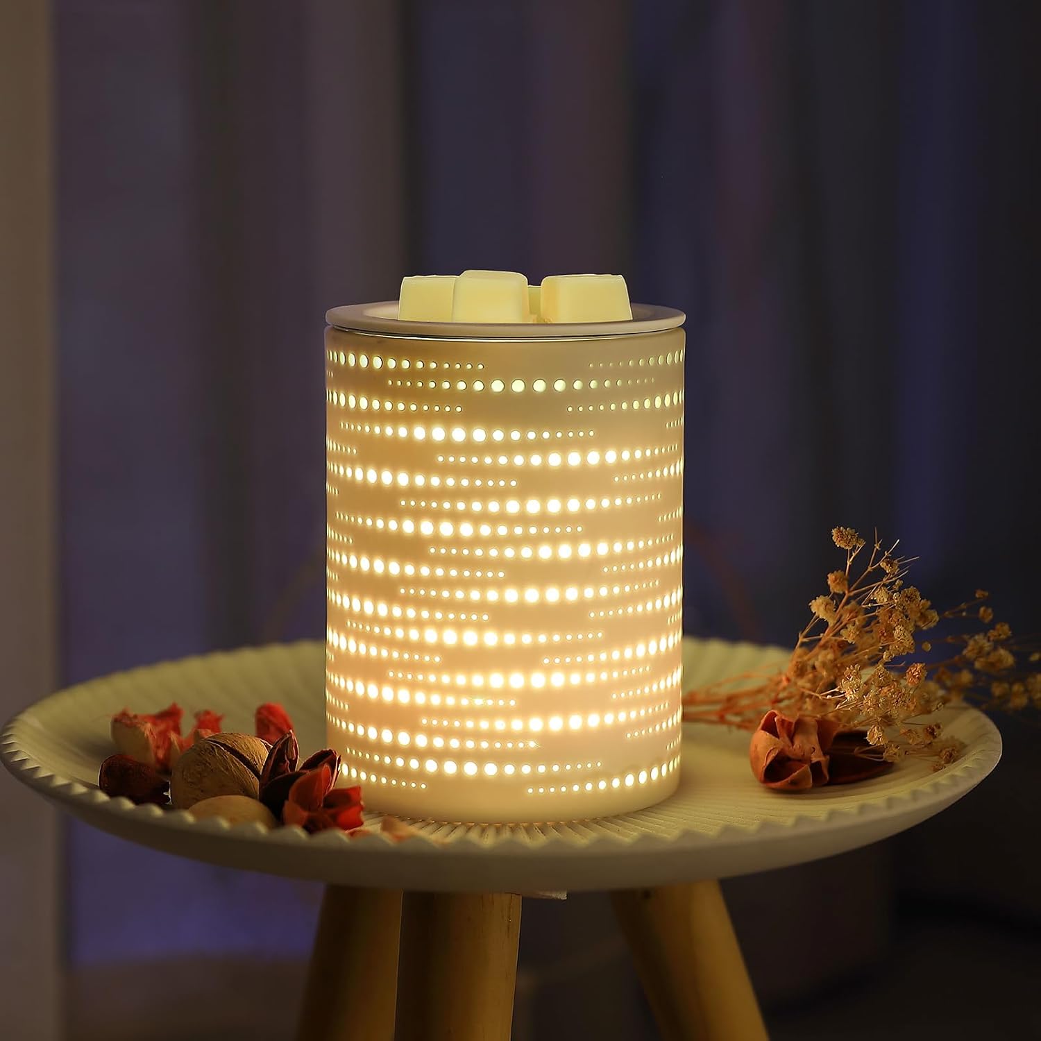 Wax Melt Warmer Ceramic Oil Burner with Timer and LED Color Changing