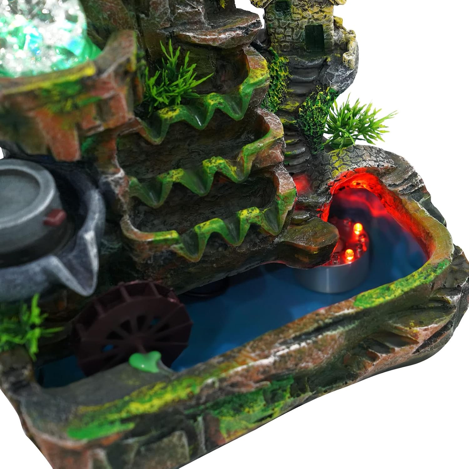 Waterfall Fountain Tabletop Rockery with Atomizer and LED Lights