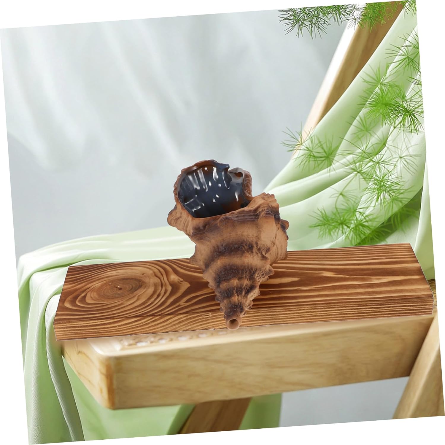 LIFKICH Decorative Tabletop Fountain with Heavy Duty Pump Sea Conch Style Water Feature for Garden and Home