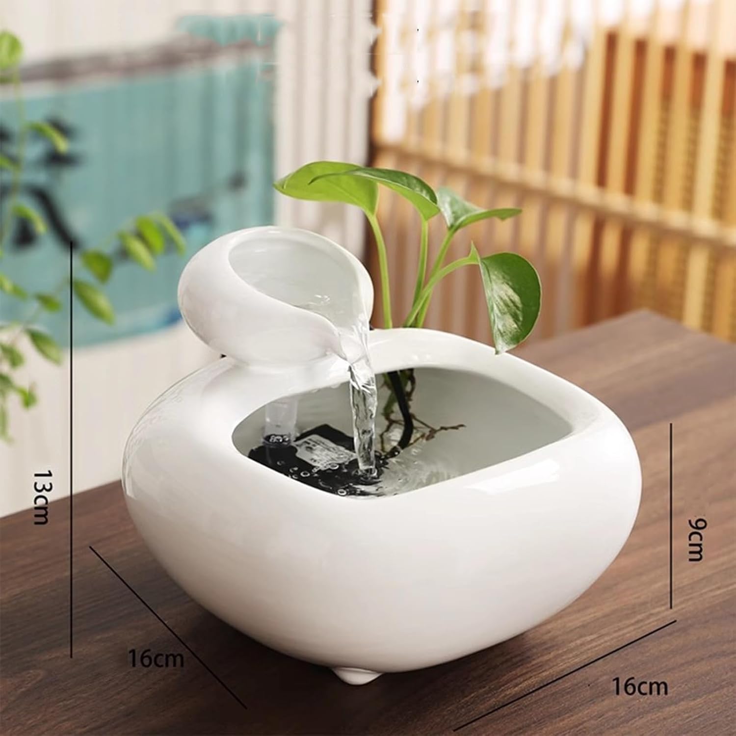 Relaxing Tabletop Water Fountain with Ceramic Design