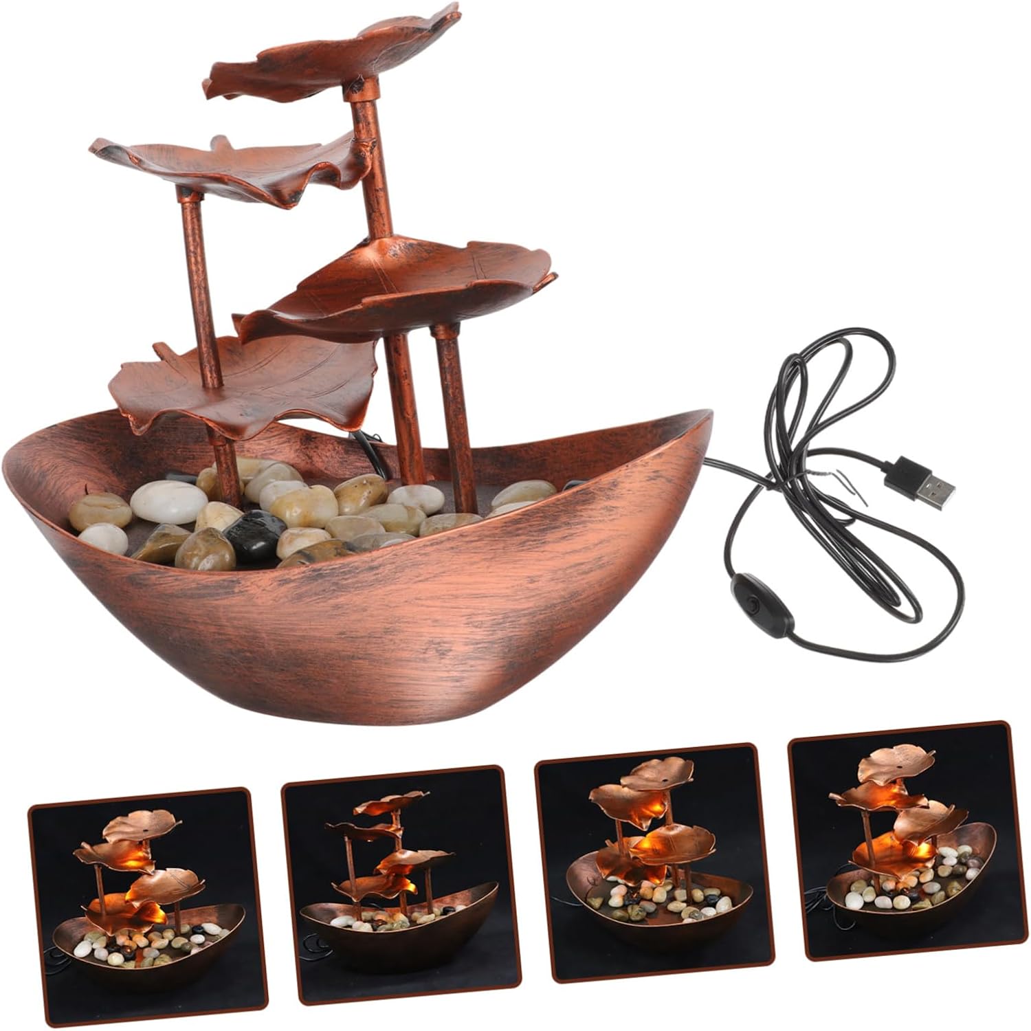 Waterfall Fountain Pump Light for Desktop Decor