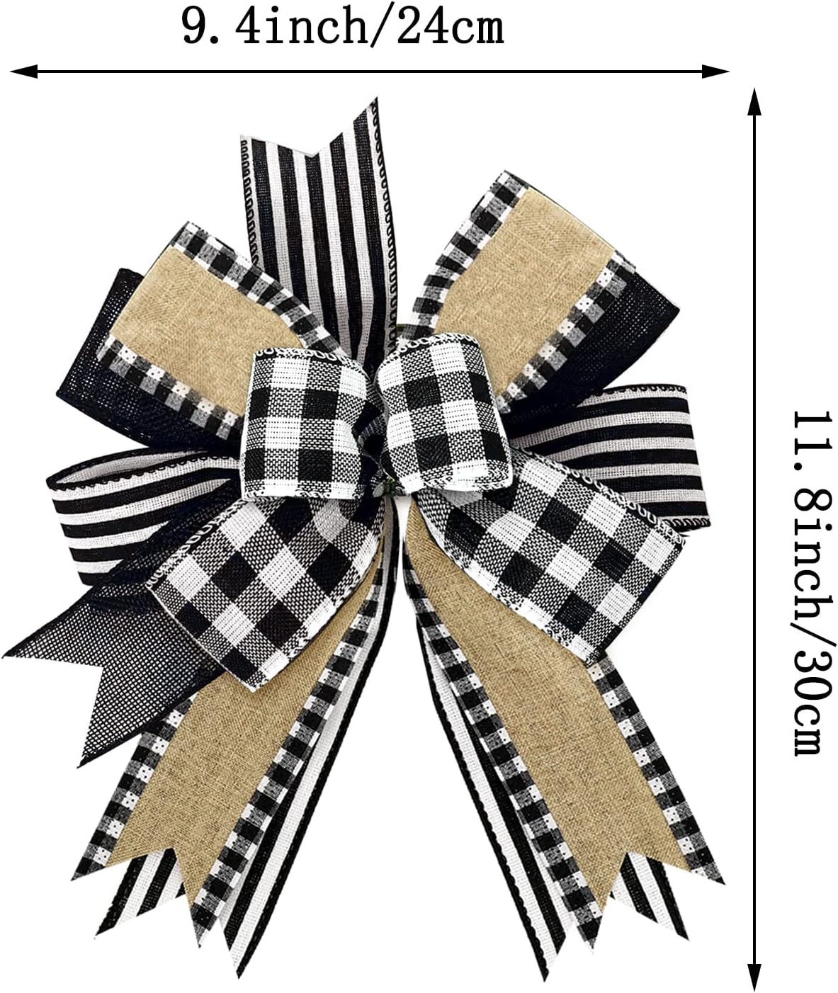 Whaline 2 Pack White Black Buffalo Plaids Wreath Bows