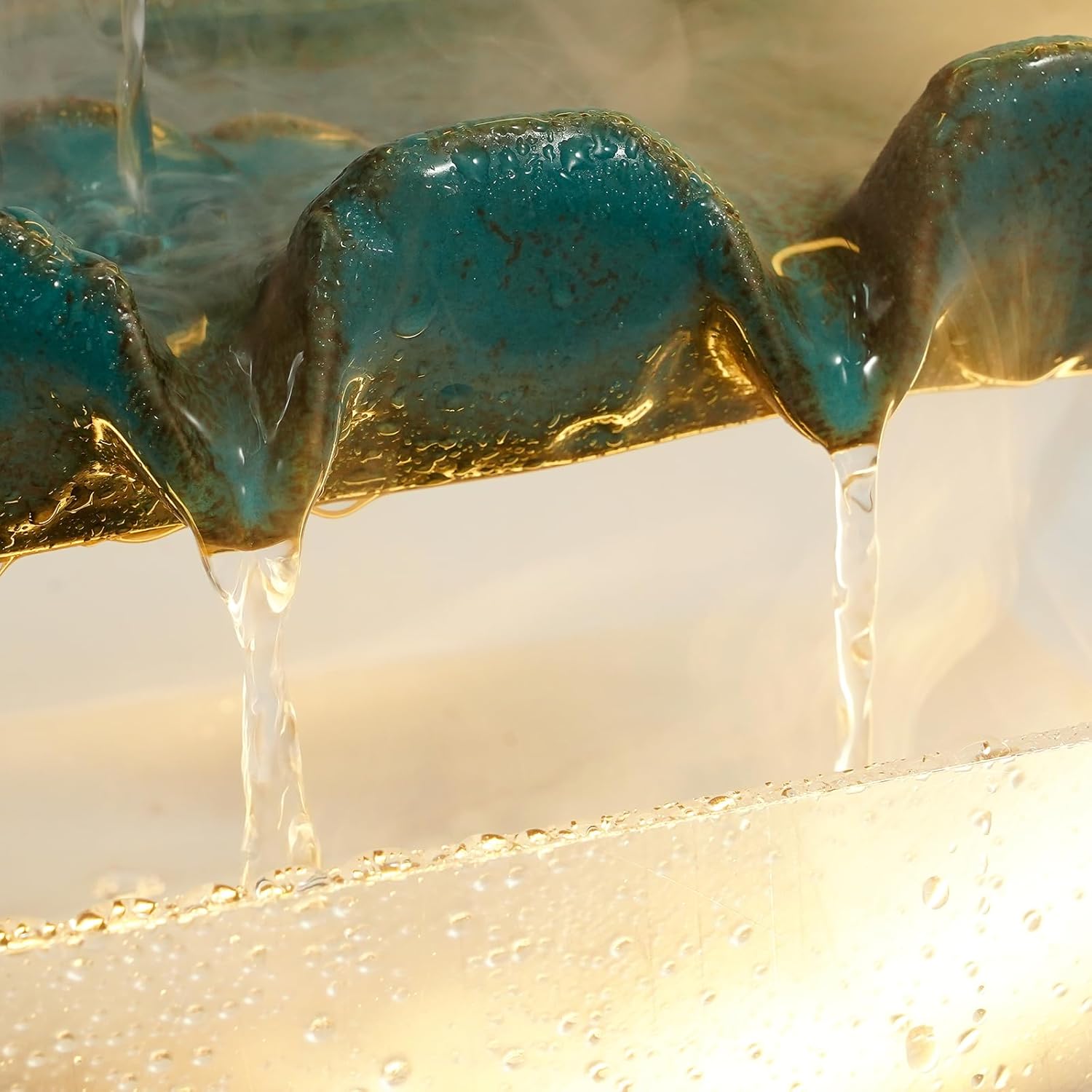 Indoor Ceramic Water Fountain with Mist LED Light and Atomization Effect