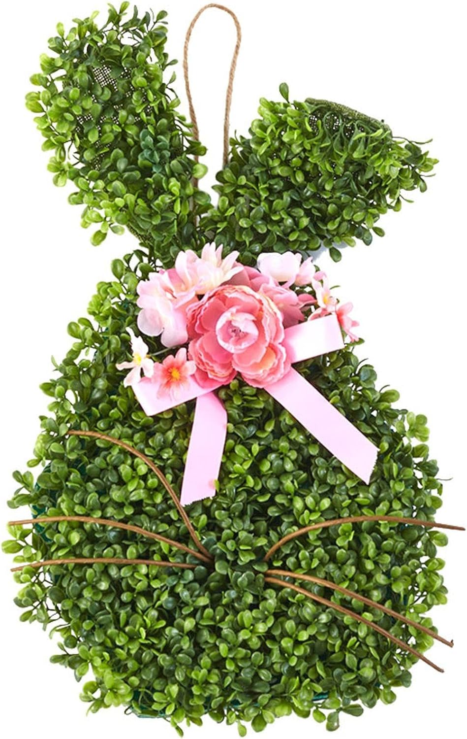 Faux Boxwood Bunny Door Wreath Hanger