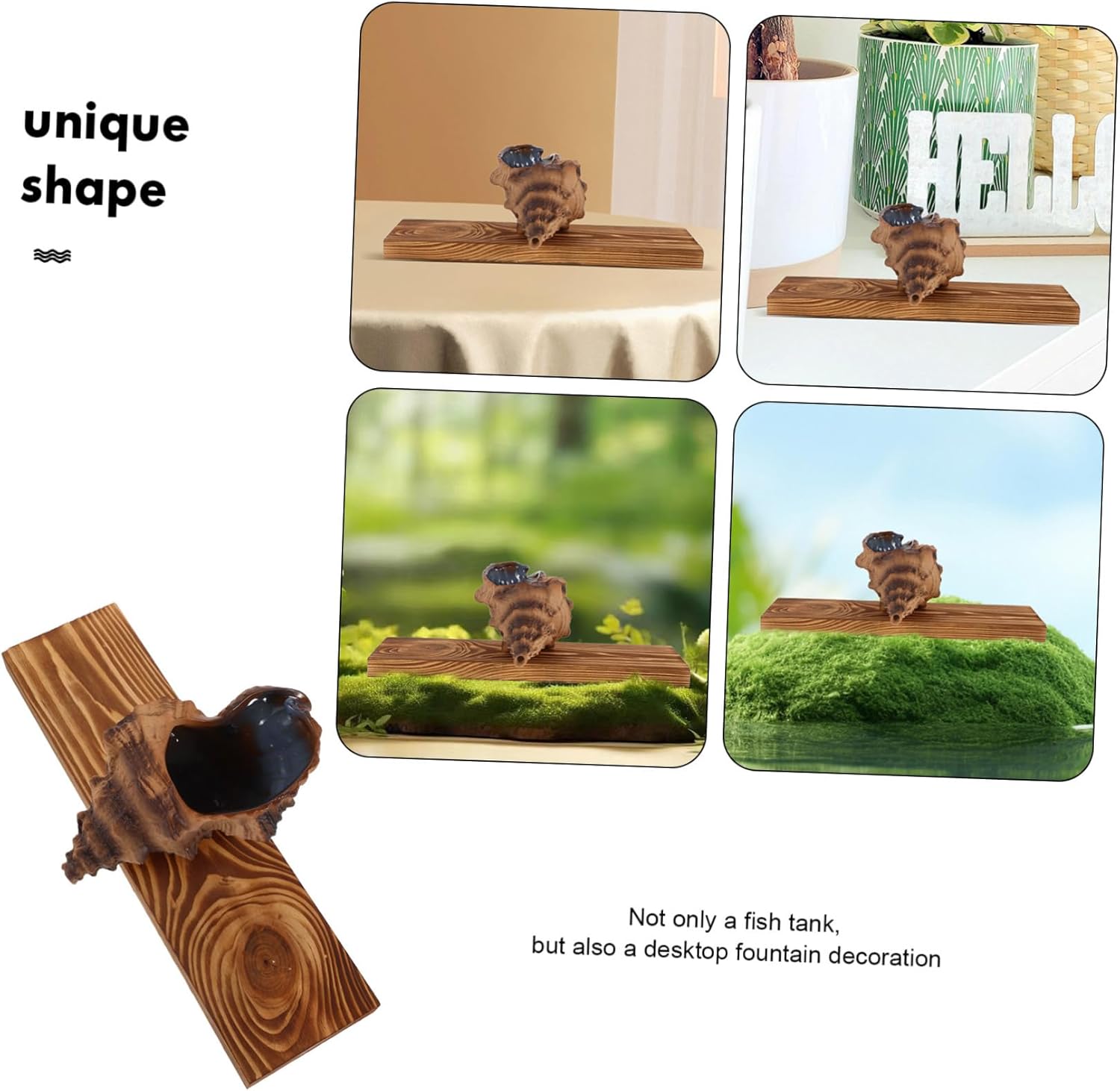 LIFKICH Decorative Tabletop Fountain with Heavy Duty Pump Sea Conch Style Water Feature for Garden and Home