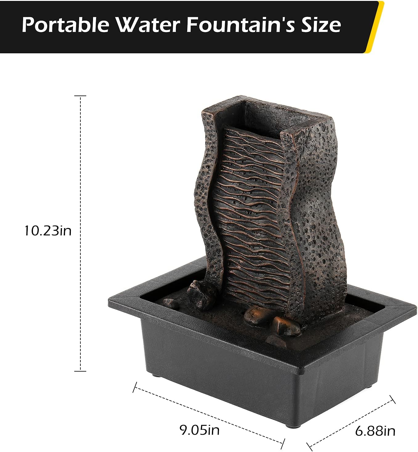 Dyna-Living 2pcs Tabletop Water Fountain with Pump for Home and Office Decor