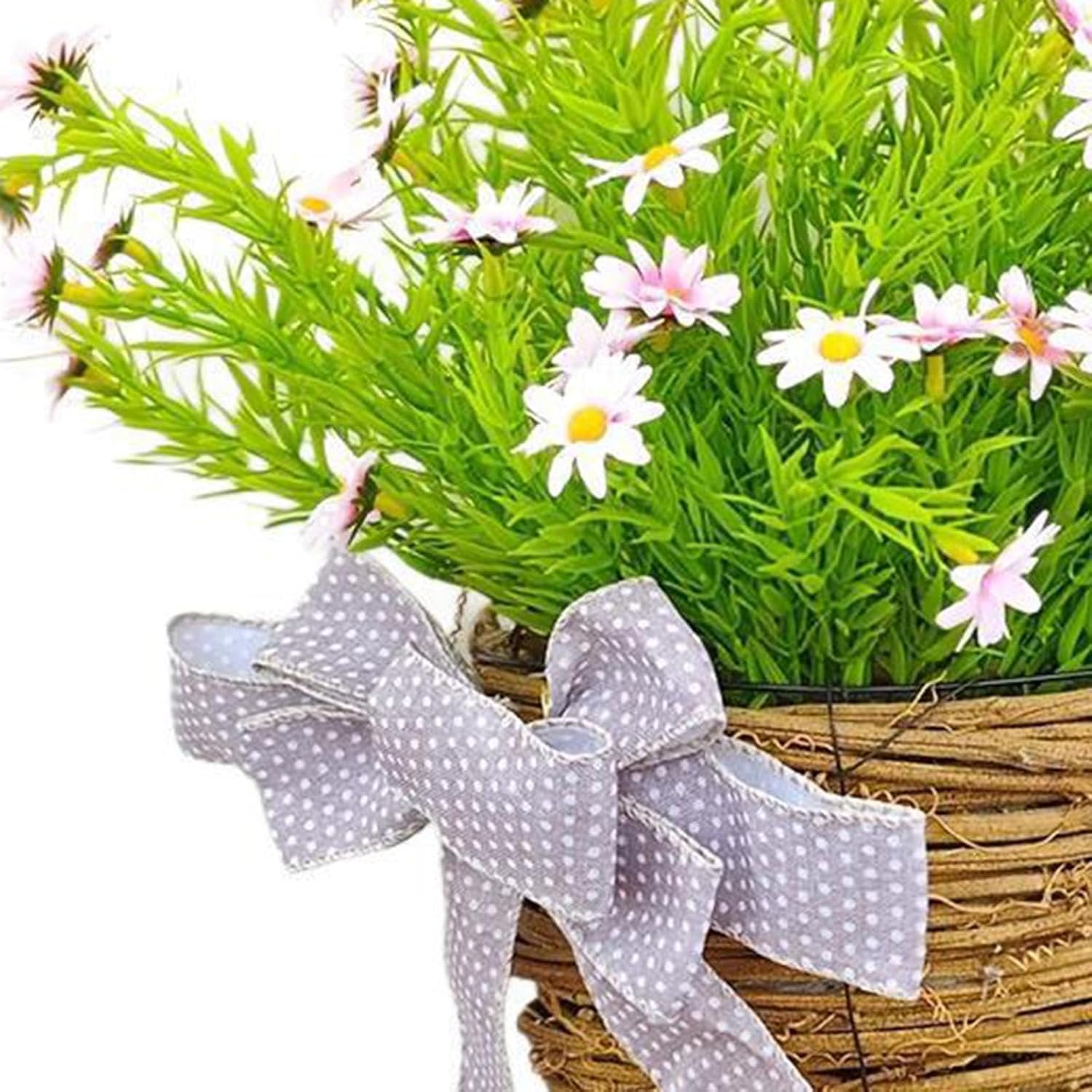 Spring Wreath Door Hanger Basket with Bowknot