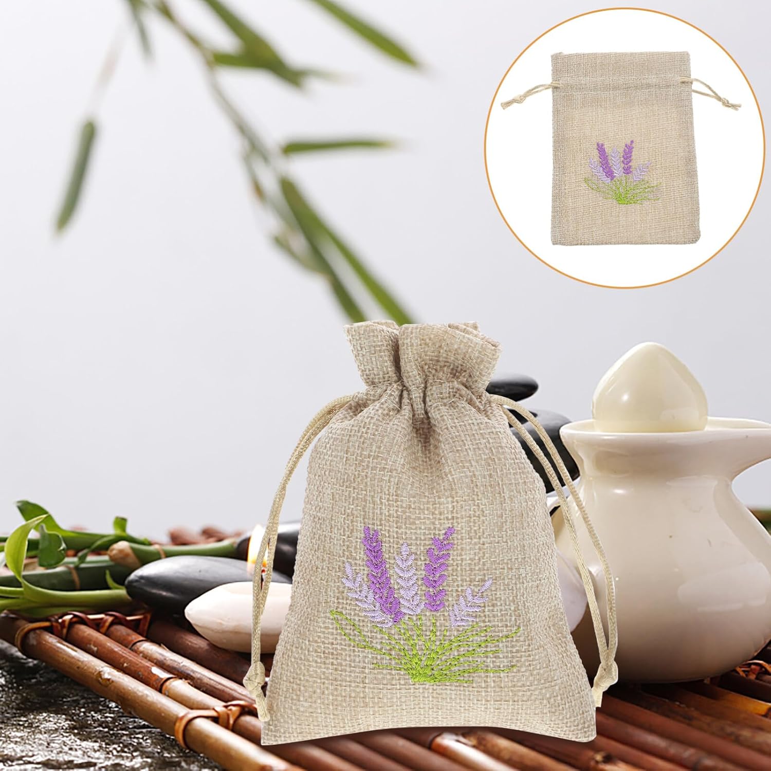 iplusmile Lavender Sachet Bags 10 Pack Linen Drawstring Pouch