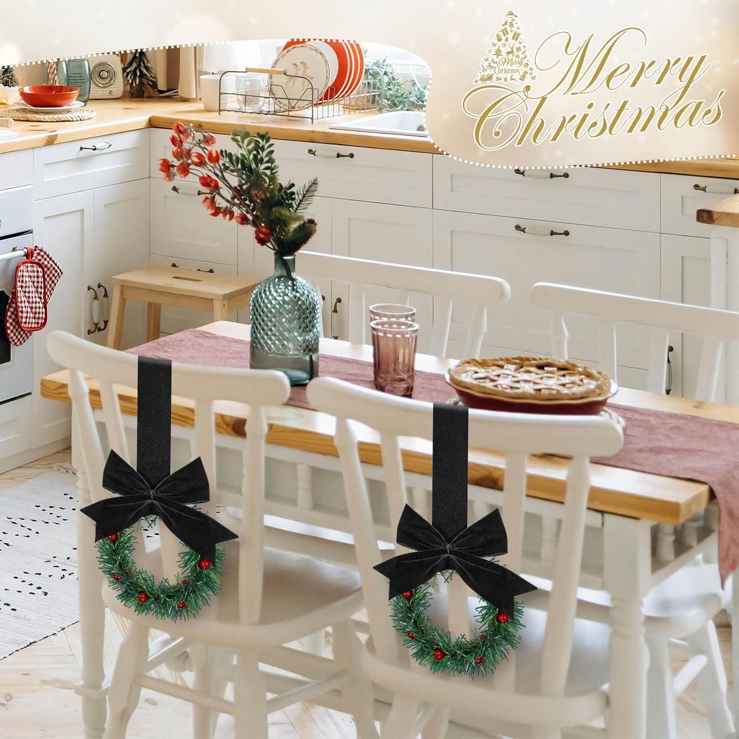 Retrowavy 12 Pcs Mini Christmas Wreath Decor