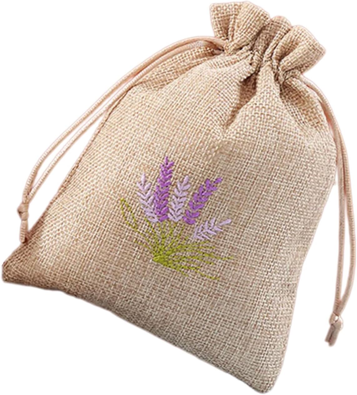Set of 10 Cotton Linen Scented Drawstring Bags for Jewelry Storage