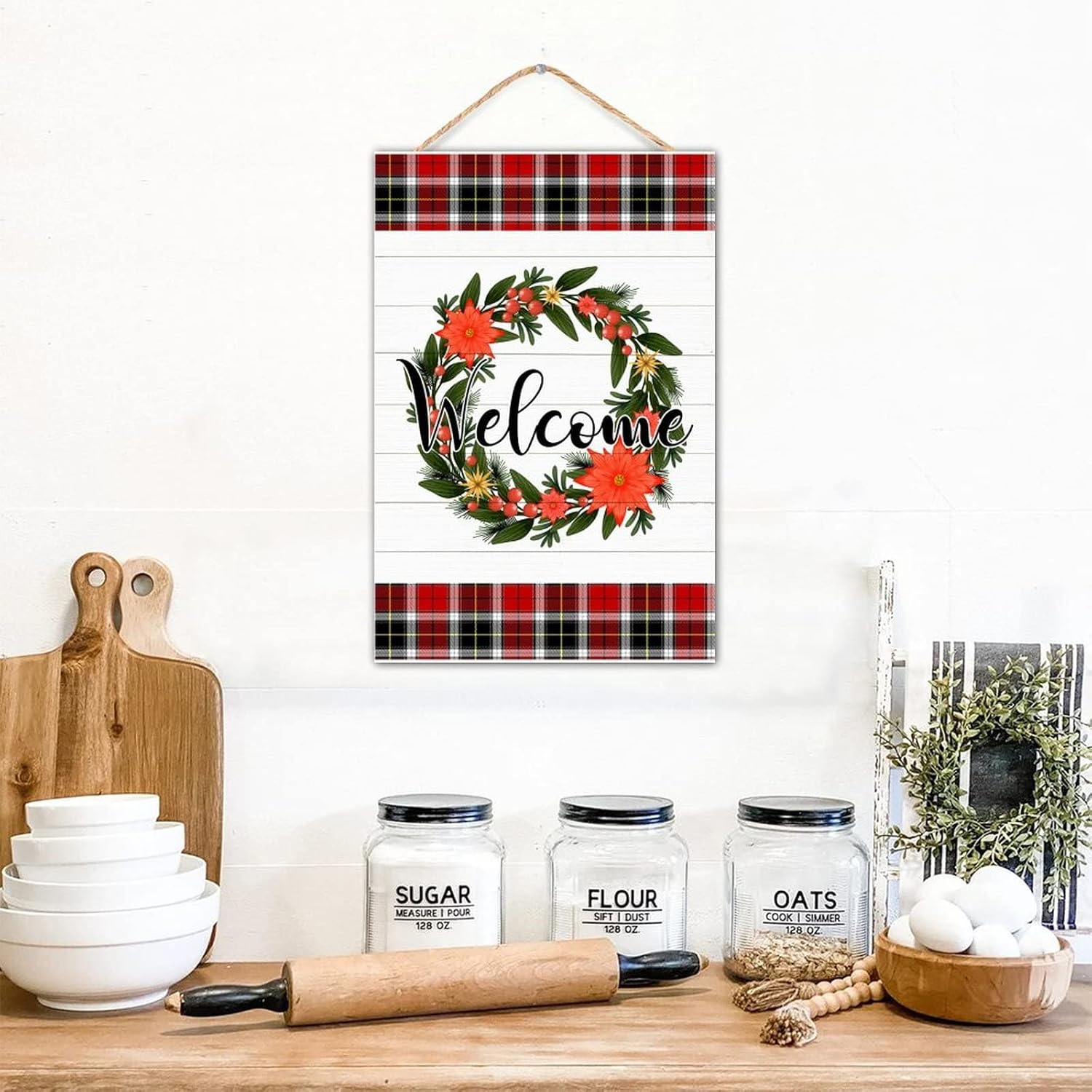 Welcome Winter Door Hanger Wreath Porch Sign