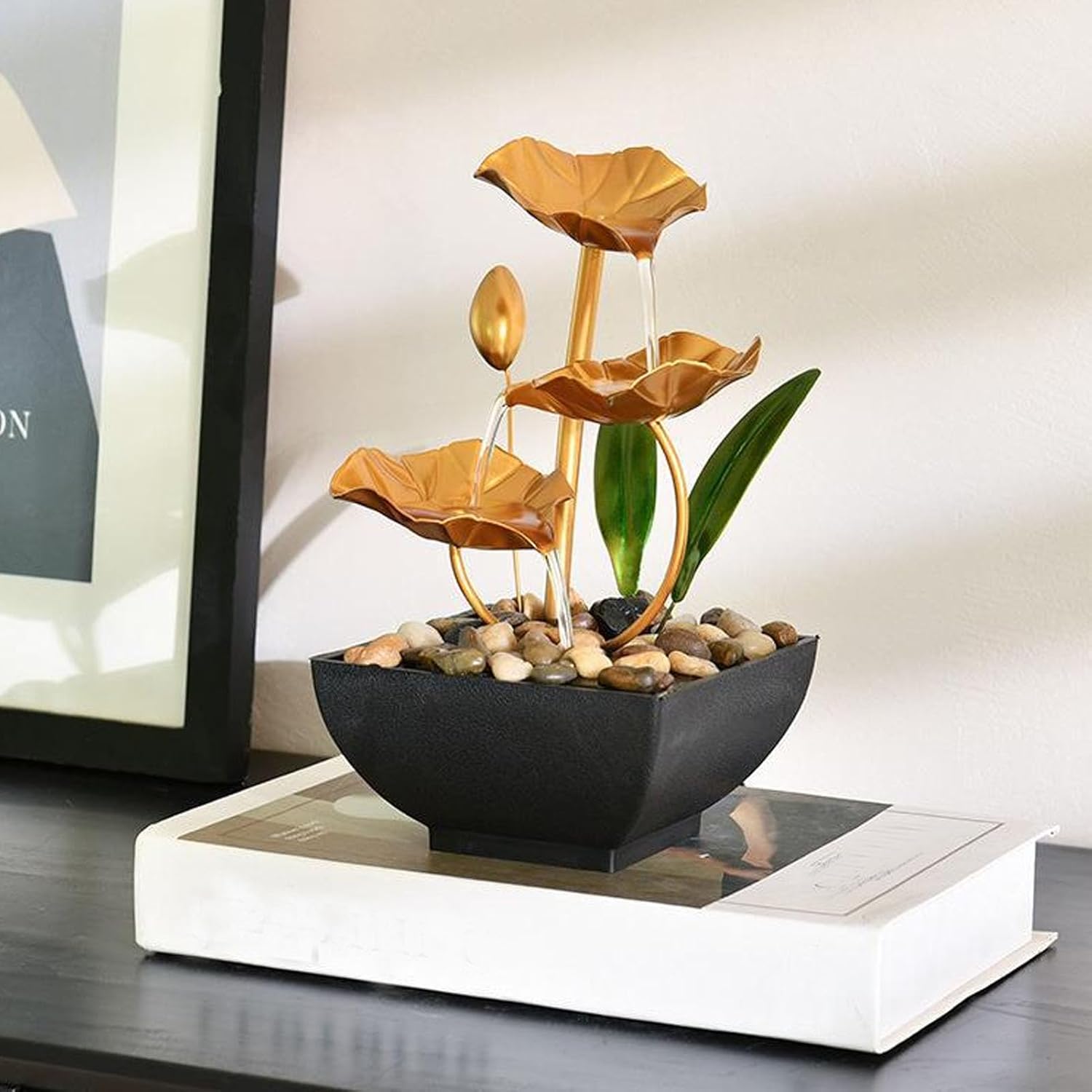Rwoora Tabletop Ball Fountain Resin Indoor Waterfall
