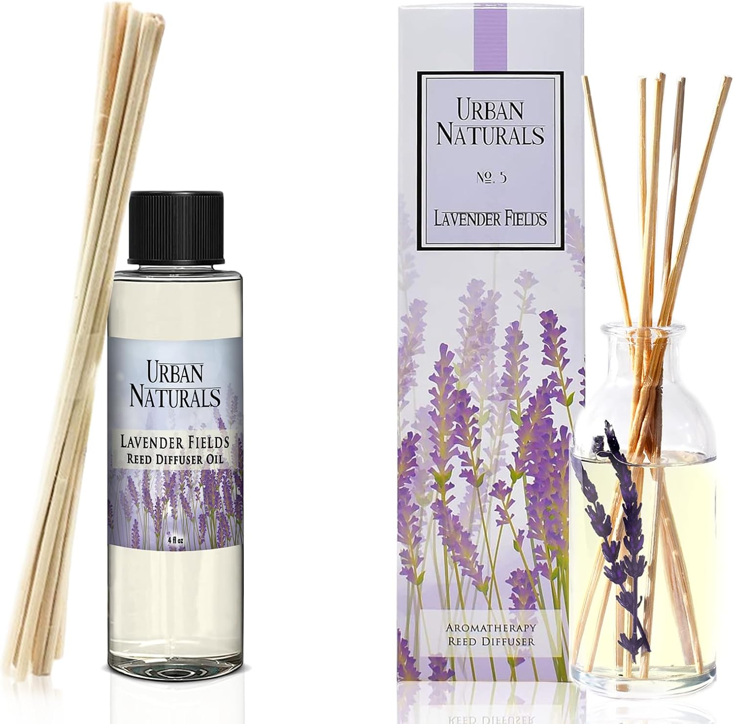 Urban Naturals Lavender Fields Reed Diffuser Refill Bundle 4 Oz