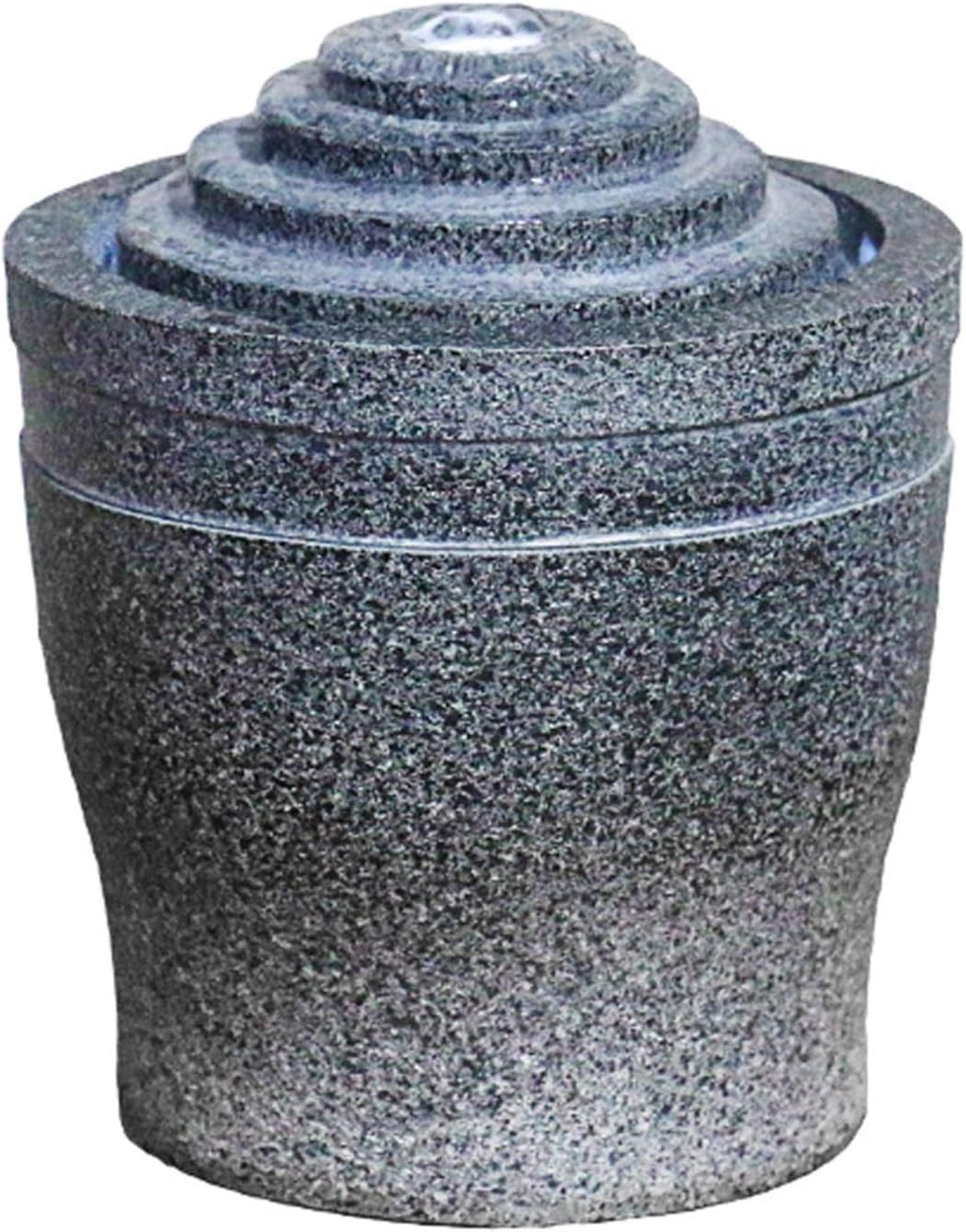 Gray Tabletop Fountain with Built-in Pump and LED Light
