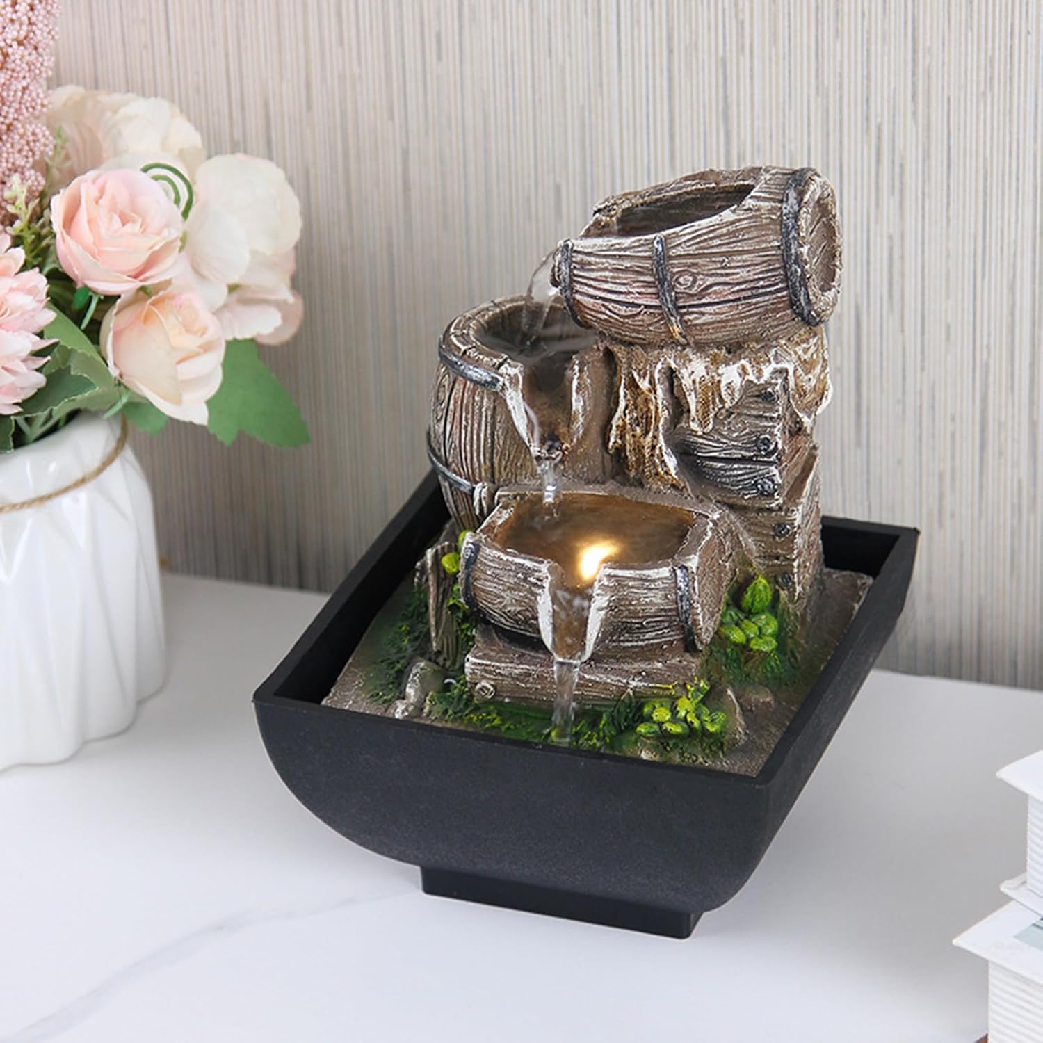 Elegant 3-Layer Tabletop Water Fountain for Home Office
