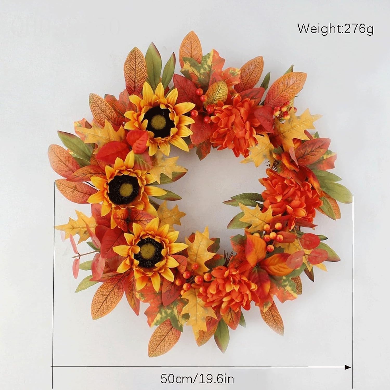 Orange Plastic Wreath 16x16 Inches Lightweight Home Decor