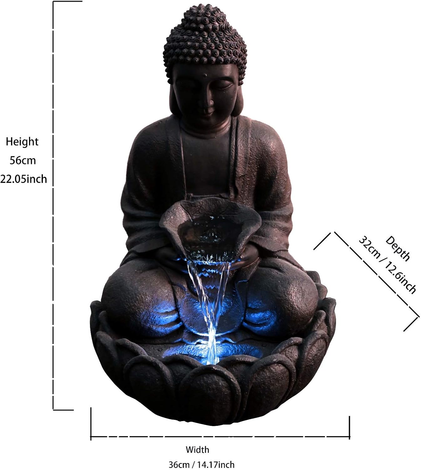 Hi-Line Gift 79567 Meditating Buddha Fountain with Led 1