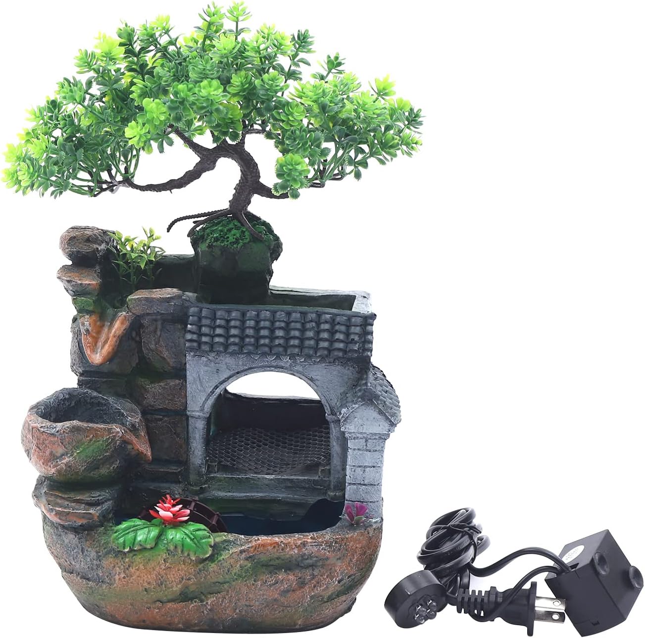 1181 Inch Tall Tabletop Waterfall Fountain with LED Light