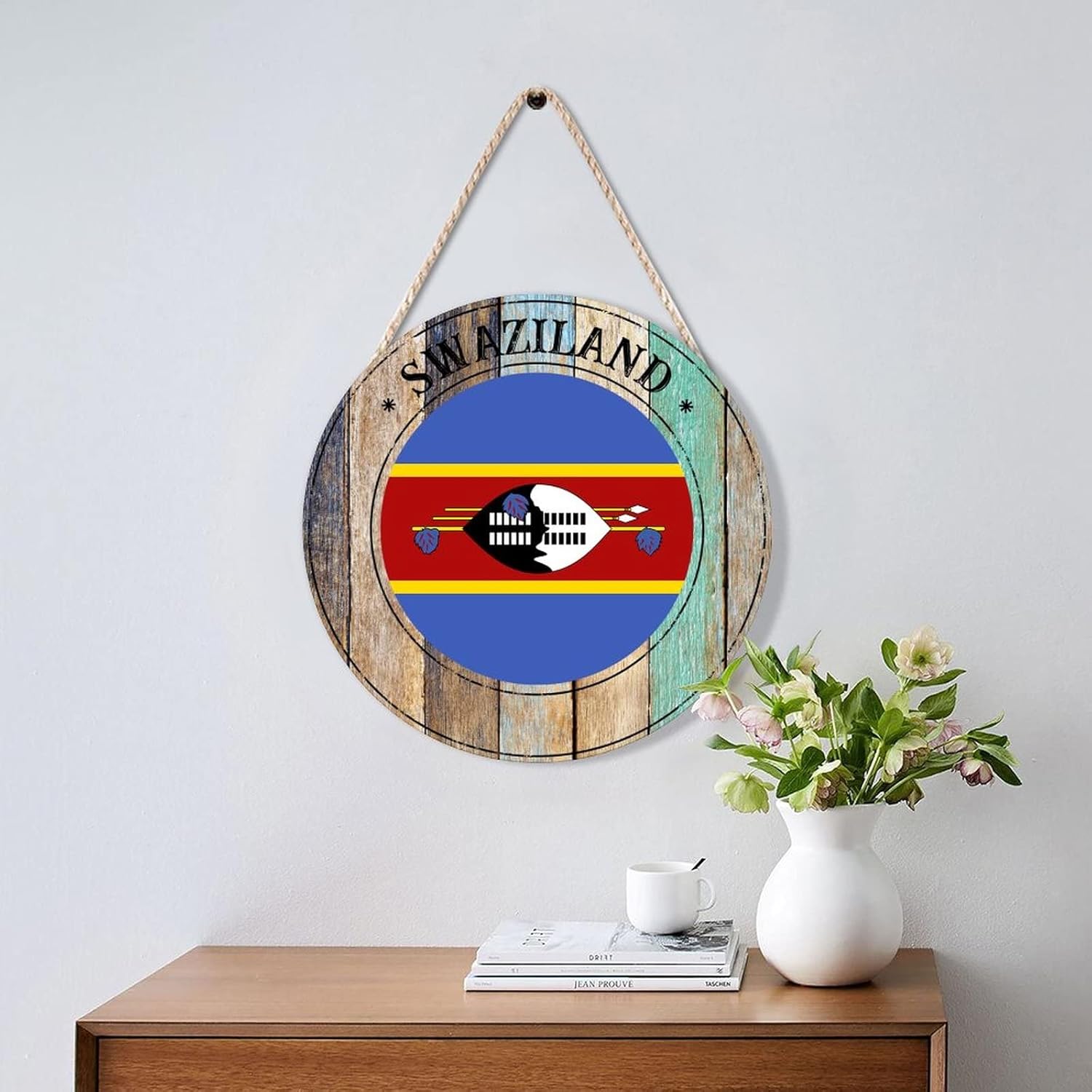 Farmhouse Front Door Hanger Round Wood Wreath Sign 10x10