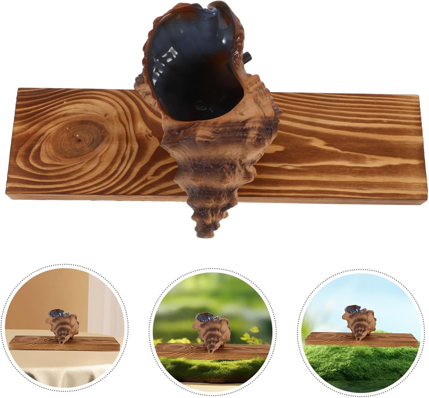 LIFKICH Decorative Tabletop Fountain with Heavy Duty Pump Sea Conch Style Water Feature for Garden and Home