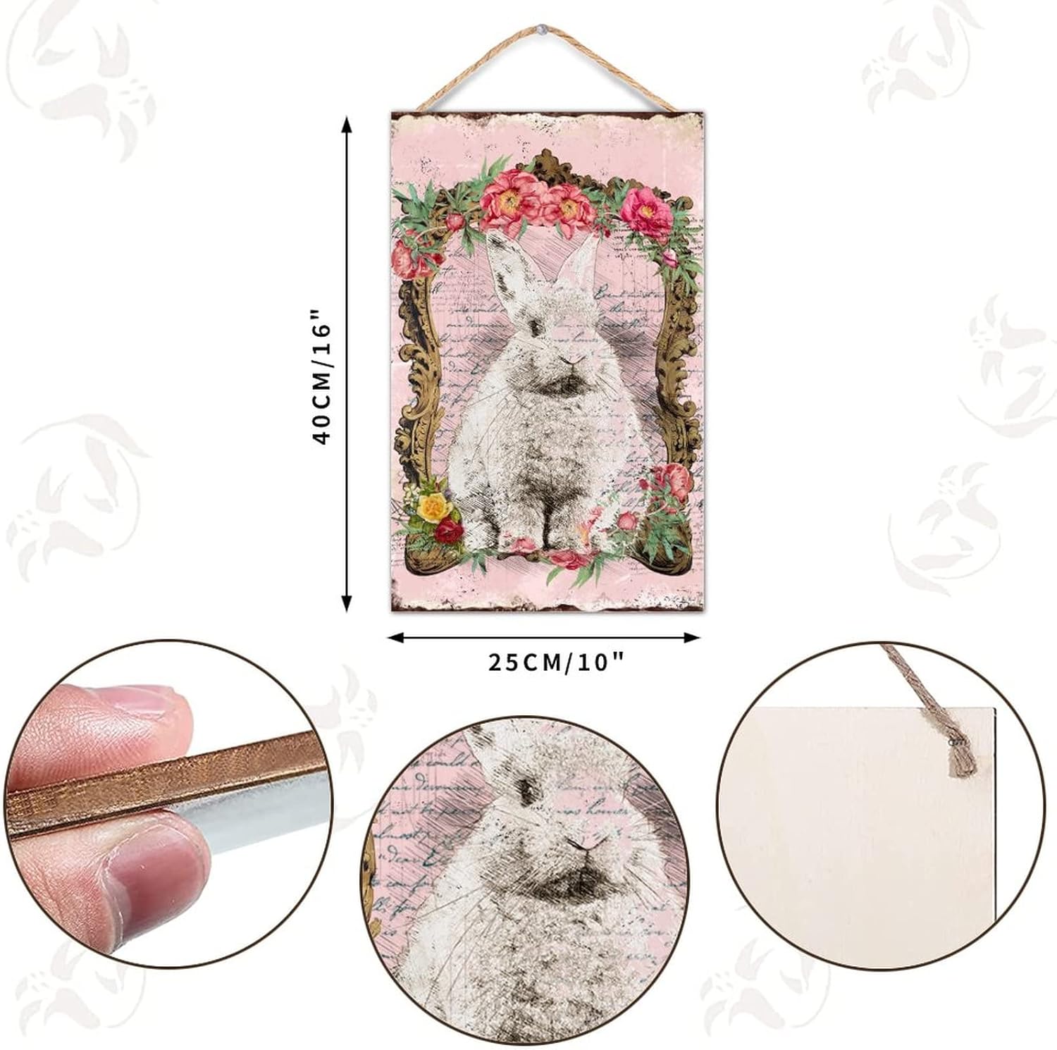 Easter Bunny Welcome Sign Door Decor 10x16 Inch