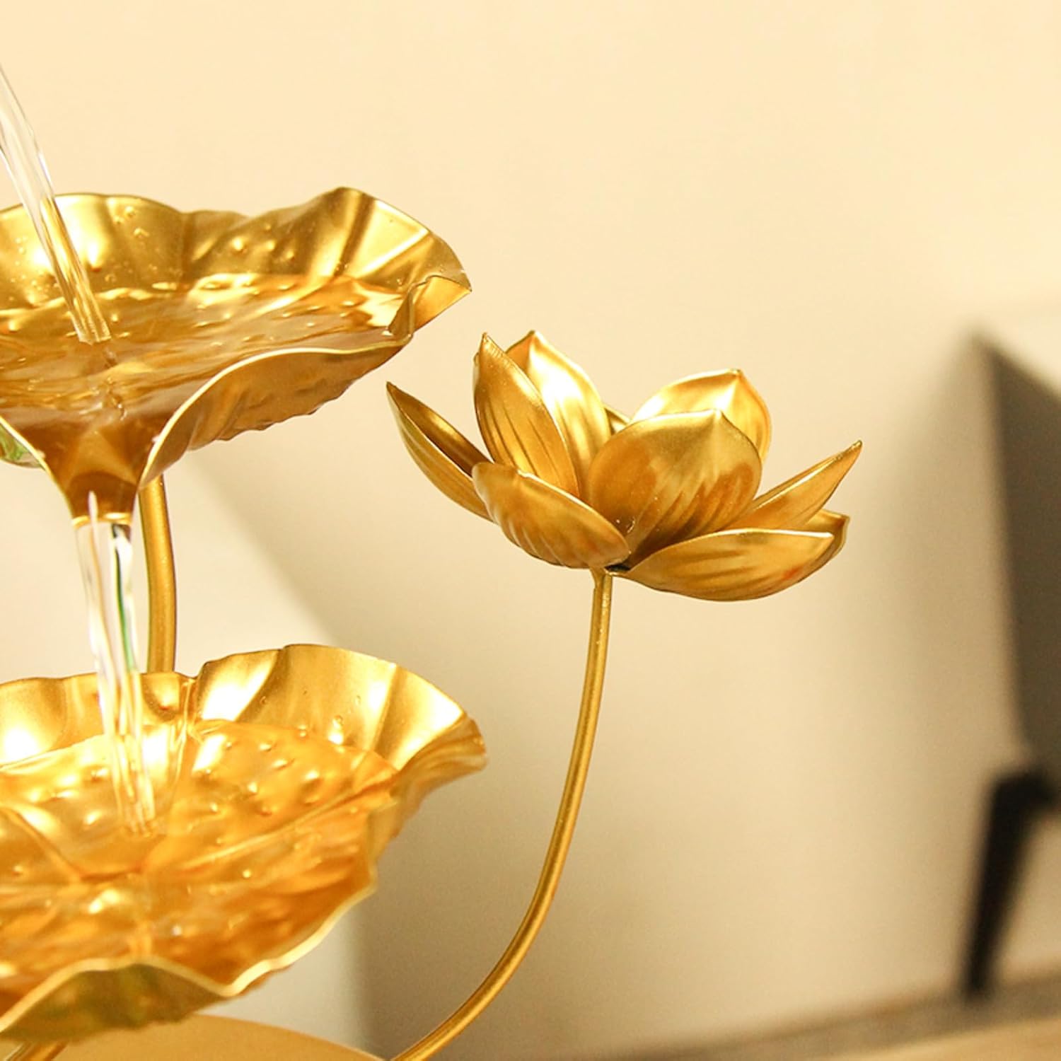 Modern Lotus Leaf Tabletop Fountain with LED Light and Butterfly Design