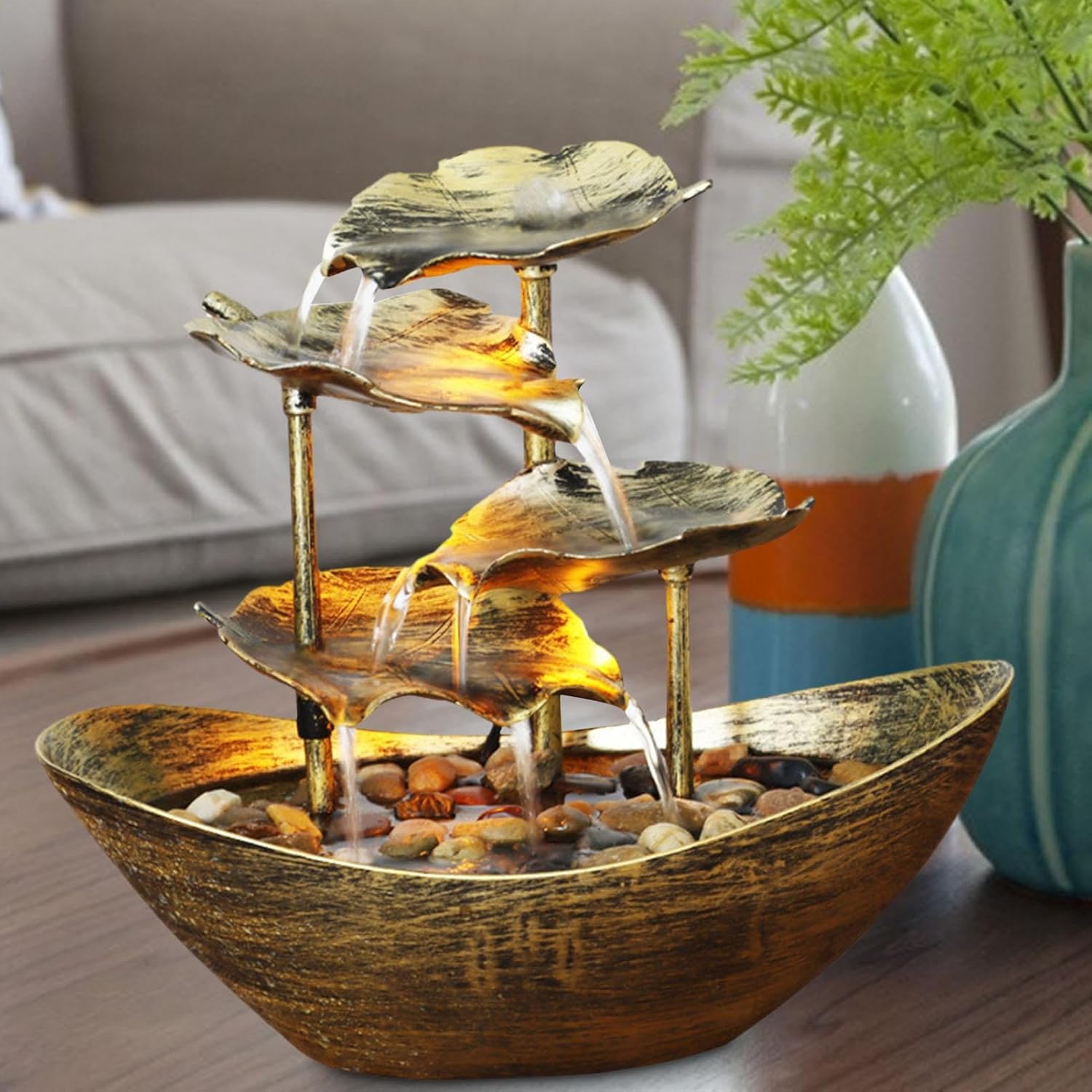 EsEico 4-Tier Desk Fountain with LED Light