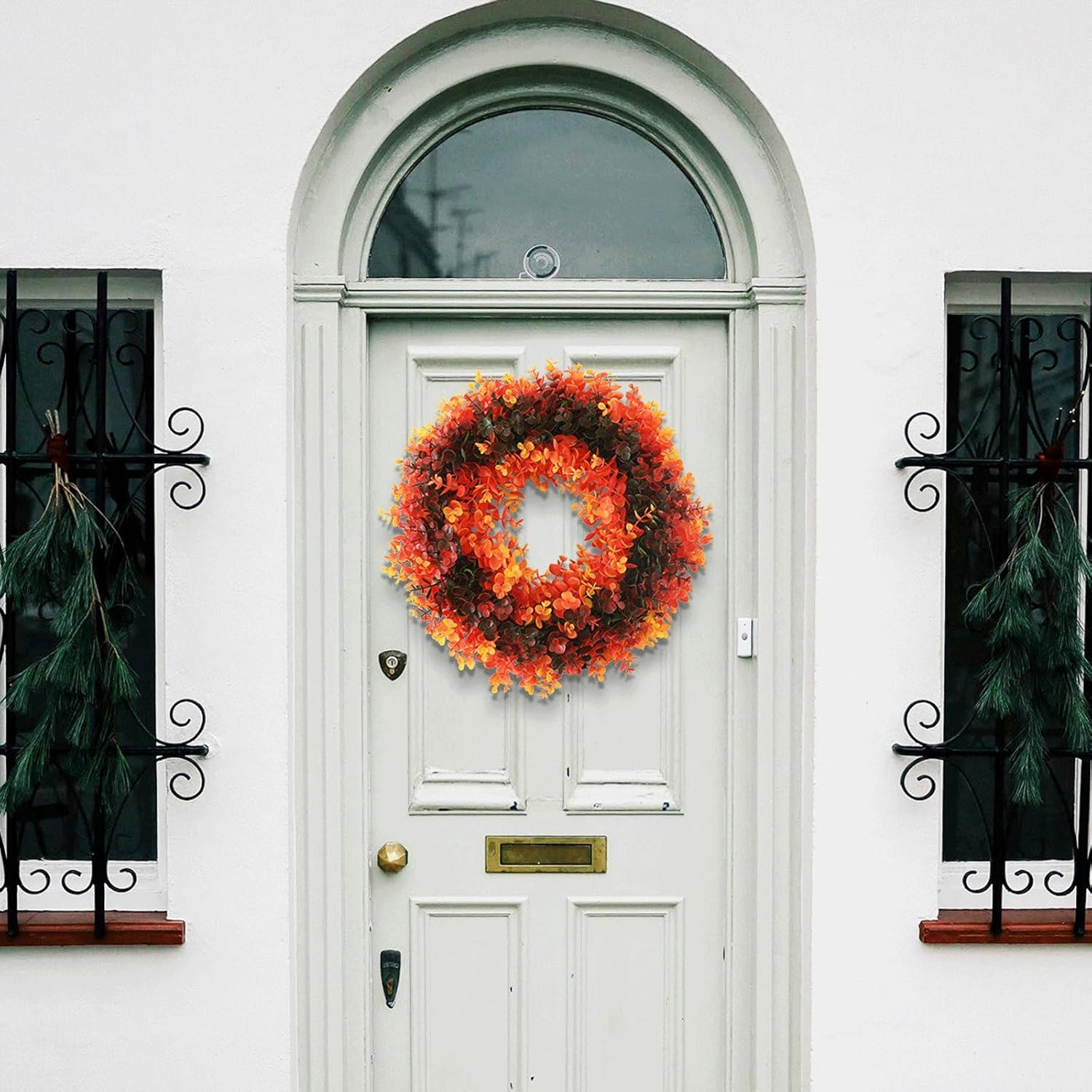 ROSELUO Colorful Plastic Wreath 16x16 Inches Front Door Decor