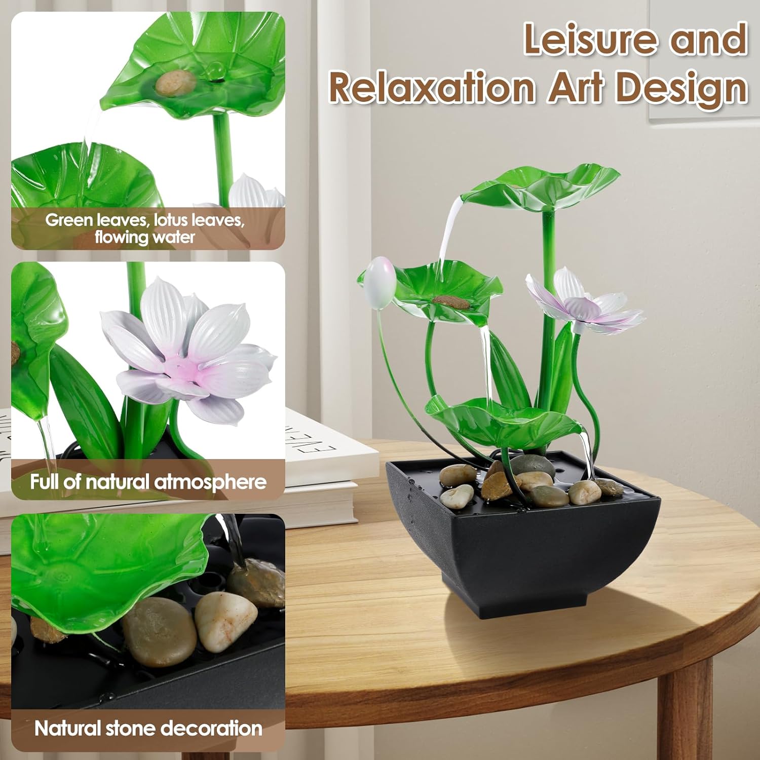 Water Lily Tabletop Fountain with USB Charging